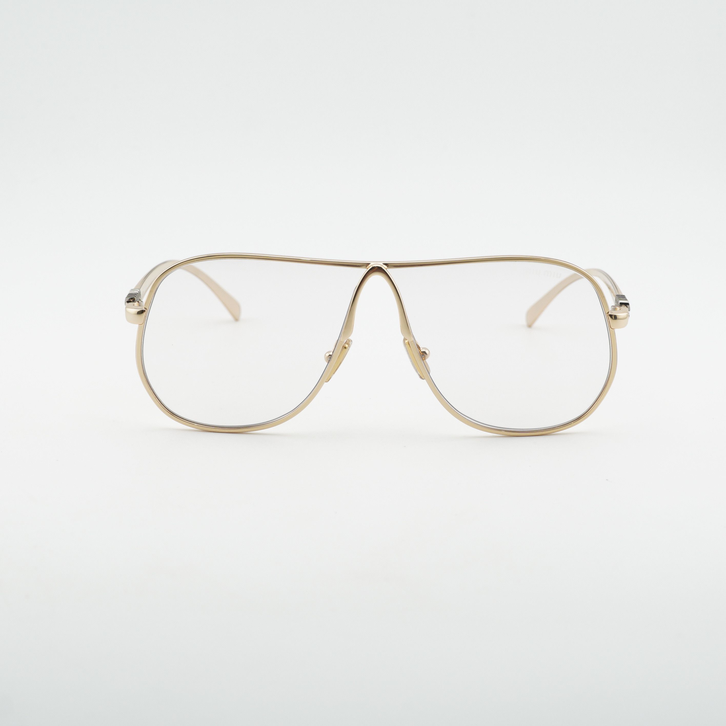 Miu Miu Miu Miu MUA56S 5AK08N Sunglasses Gold Geometric Frame Size ONE SIZE - 6 Thumbnail