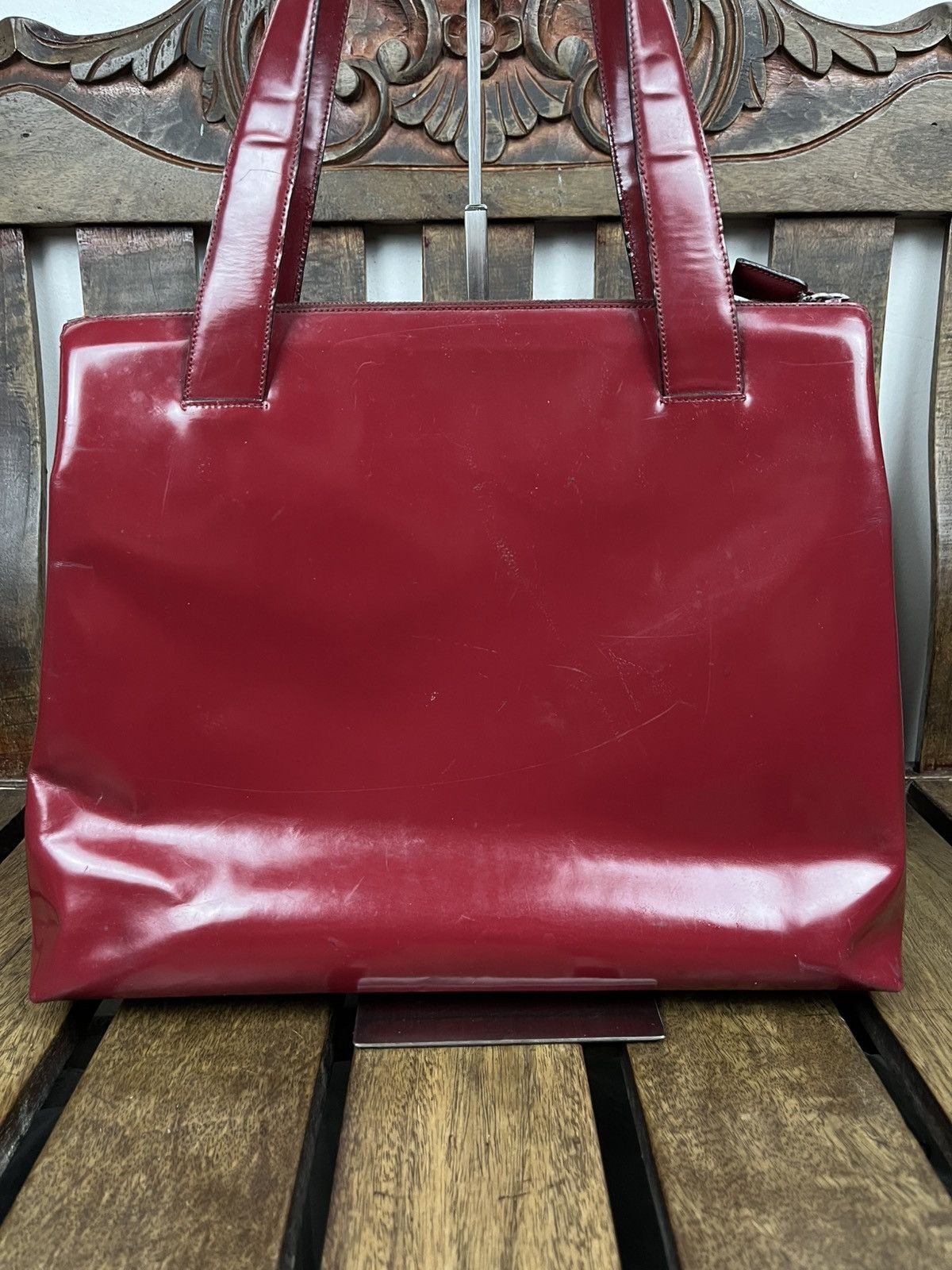 Prada Prada Fall/Winter 1998 Burgundy Patent top handle bag Size ONE SIZE - 17 Thumbnail