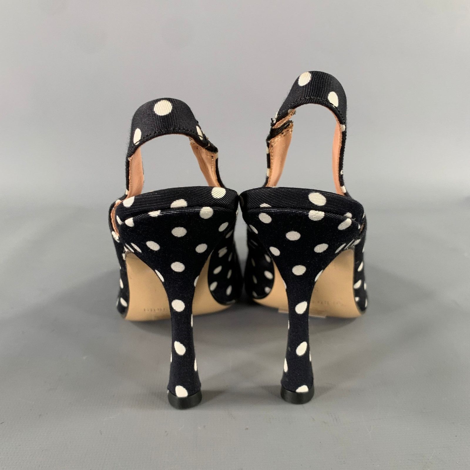 Ermanno Scervino ERMANNO SCERVINO Black White Polka Dot Slingback Pumps Size US 7 / IT 37 - 3 Thumbnail