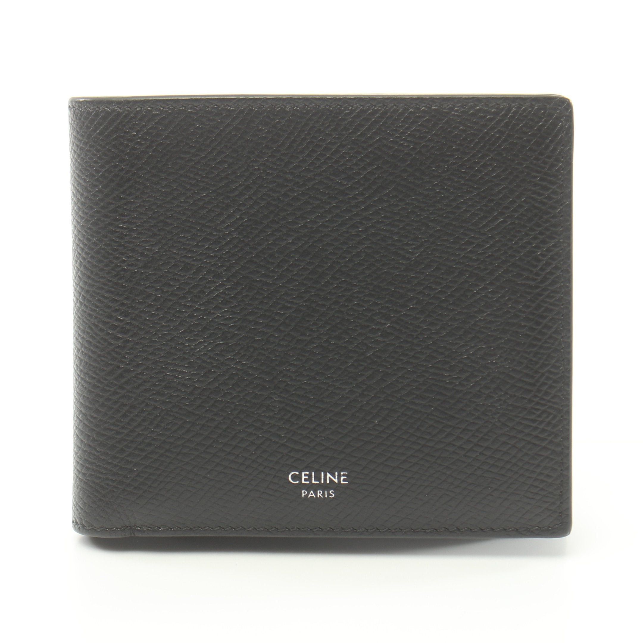 image of Celine Bi-Fold Wallet Leather Black Logo, Men's