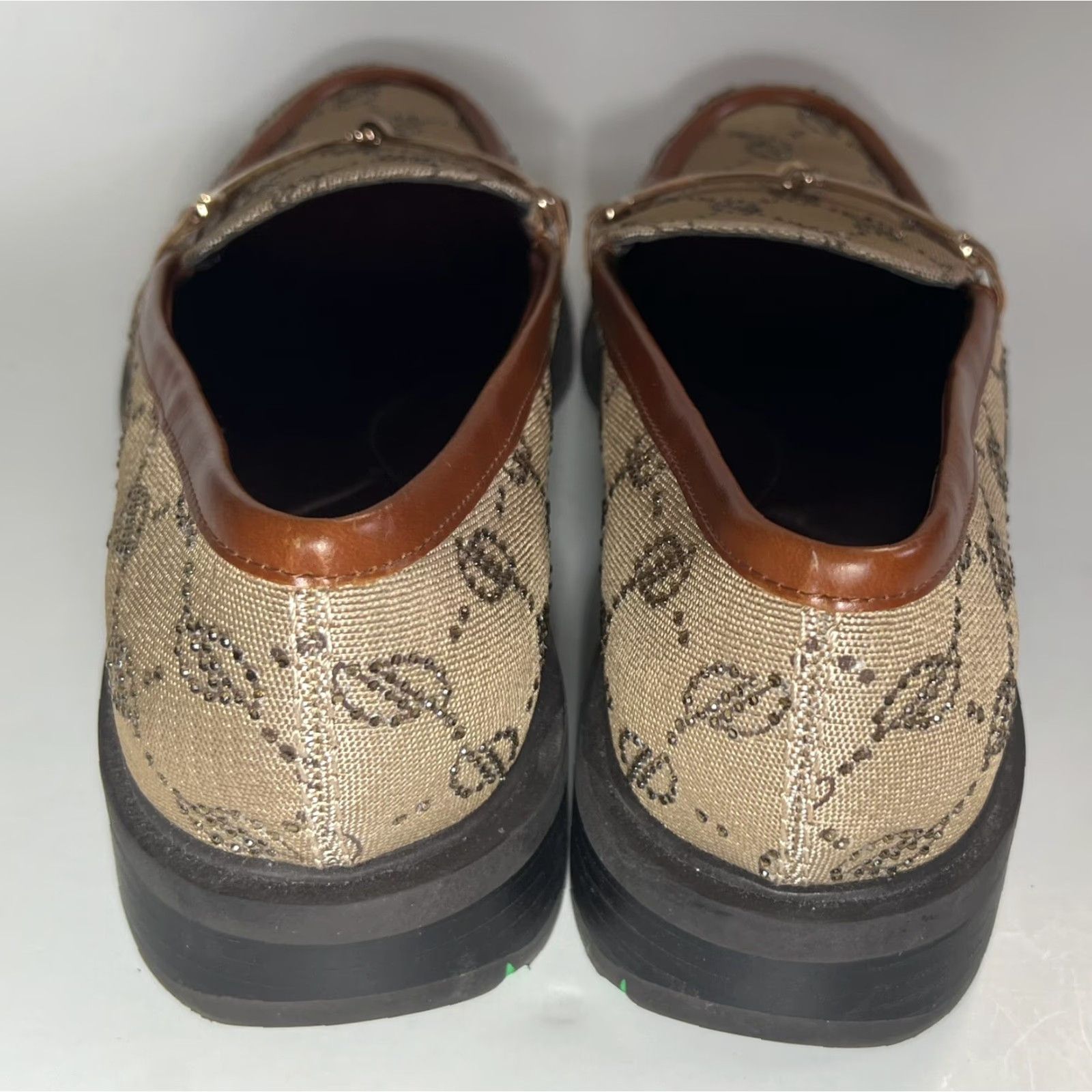 Franco Sarto Franco Sarto Jaguard Eda Women's Slip-On Leather Horsebit Loafers 10 Beige Leather Upper Med B M Gold Stitch / Metal Theme / Flat Shoes Size US 10 / IT 40 - 6 Thumbnail