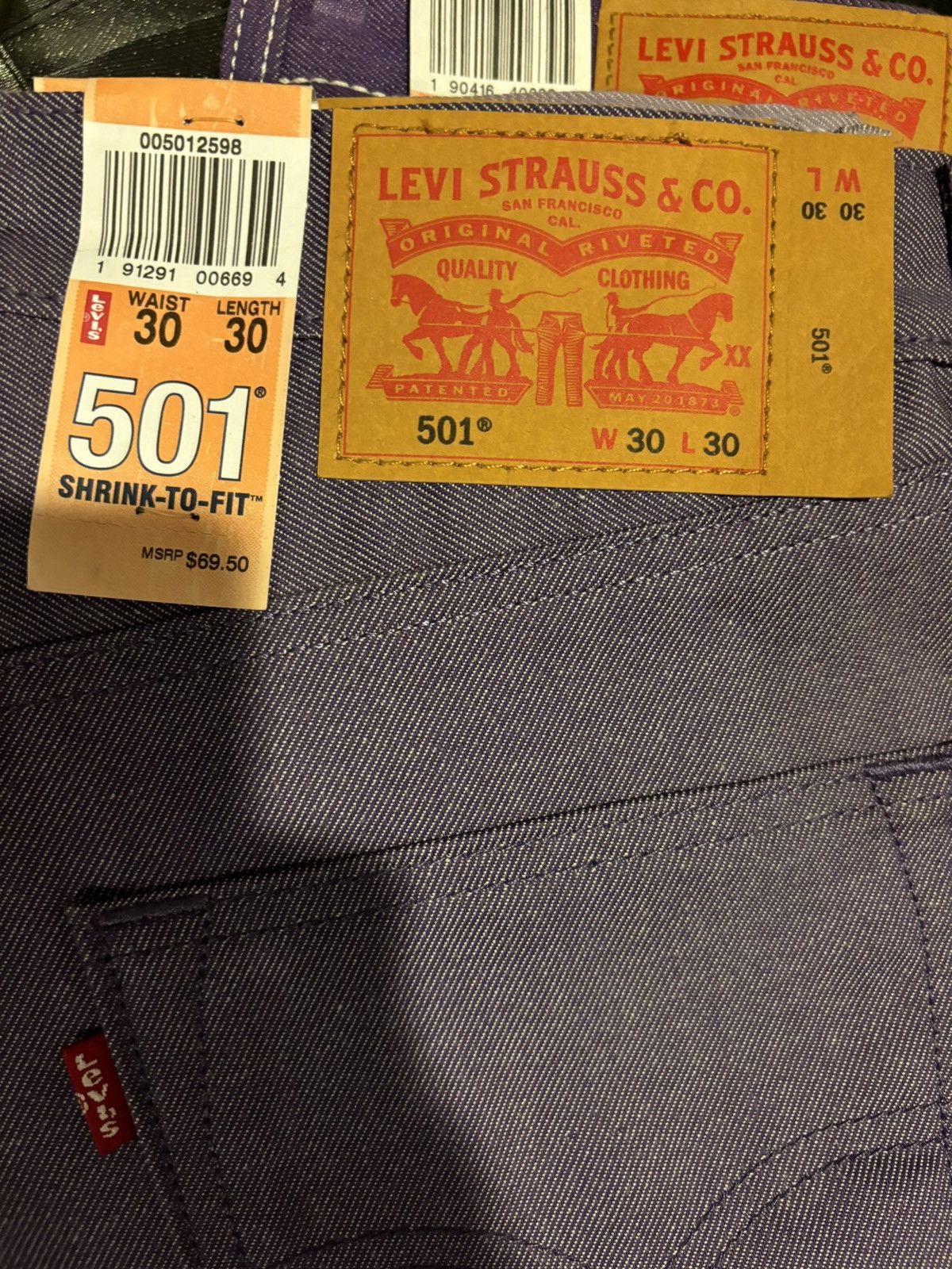 Levi's Levi’s unwashed raw 501 denim light purple shrink to fit 30 Size US 30 / EU 46 - 4 Thumbnail