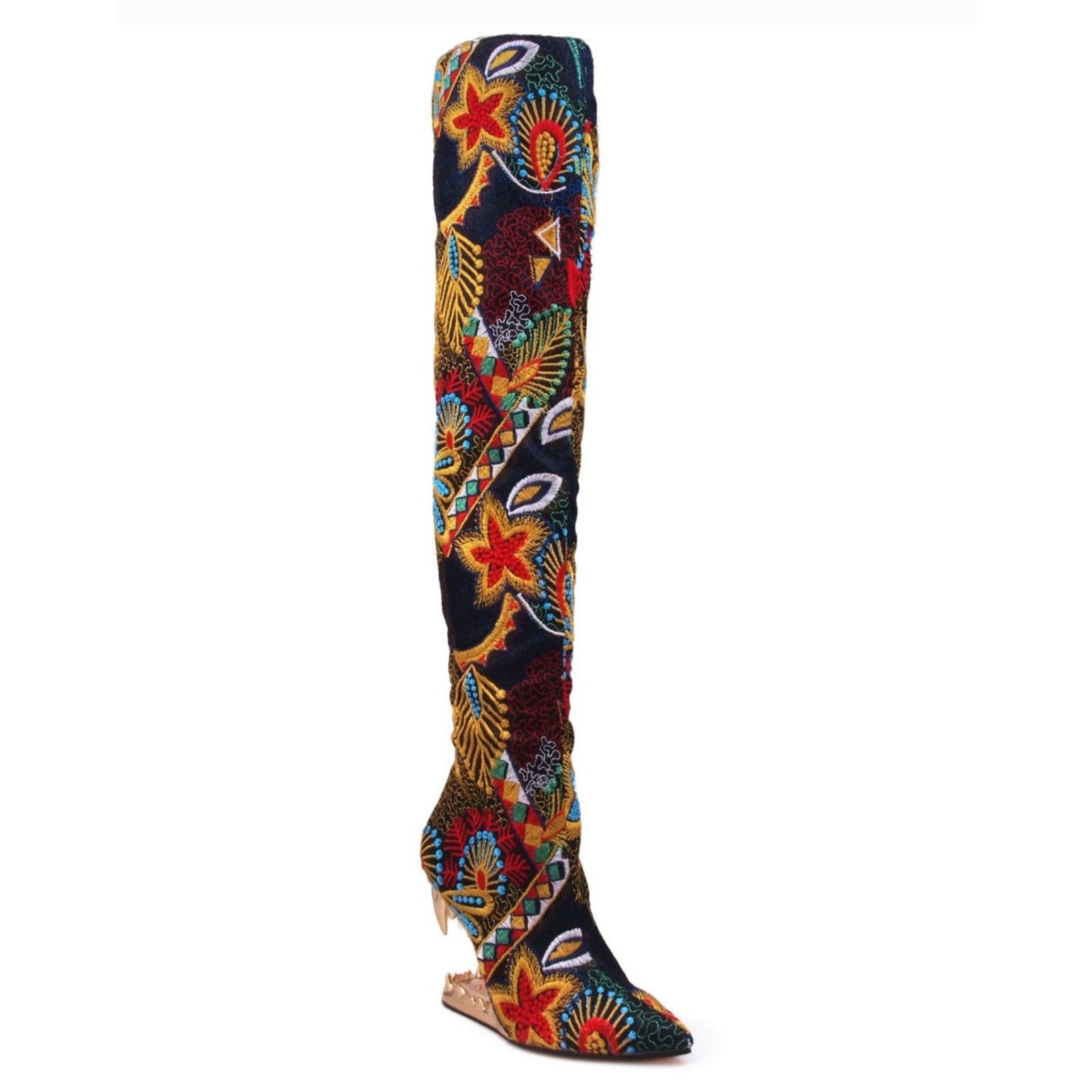 Other Privileged Andrily Thigh High Boots Unique Peep Toe Heel Size US 7 / IT 37 - 3 Thumbnail