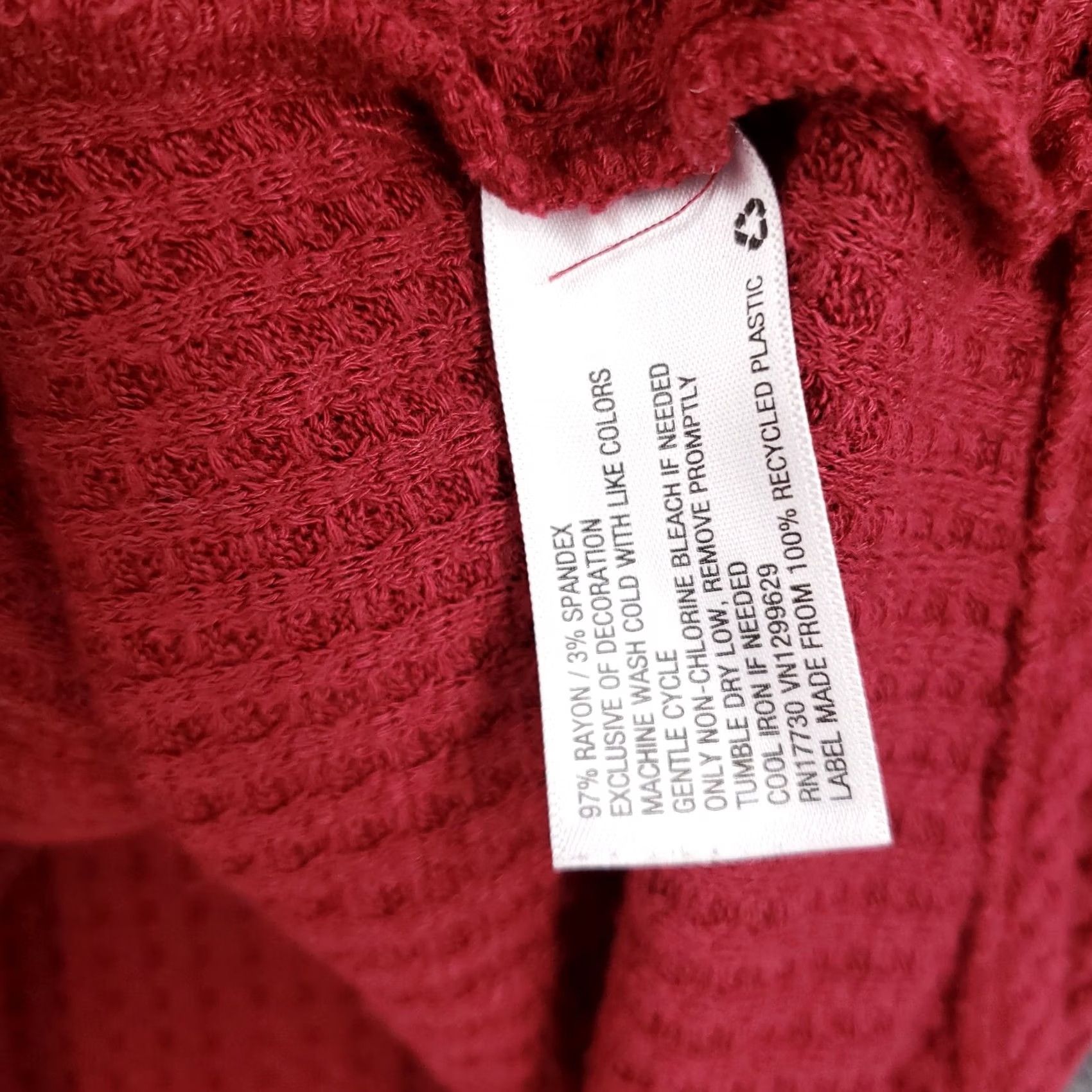 Vintage Knox Rose Shirt Womens XS Button-Up Long Sleeve Waffle Knit Red Floral Pattern Size S / US 4 / IT 40 - 5 Thumbnail