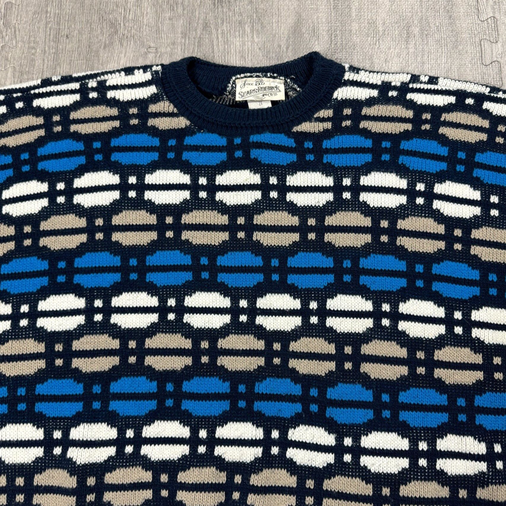 Sears VTG Sears Roebucks Abstract Geometric Knit Sweater Mens 2XL Multicolor 80s 90s USA Geometric Pullover Crew Neck Mens Size 2XL Size US XXL / EU 58 / 5 - 2 Thumbnail