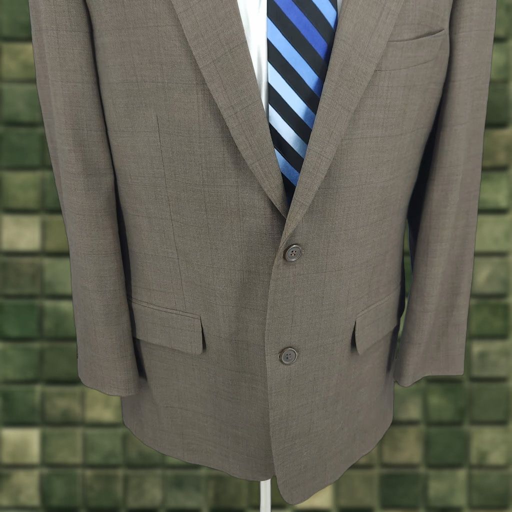 Vintage Versini Blazer Mens 42 Green Windowpane Plaid Sport Coat Jacket Size 42R - 1 Thumbnail