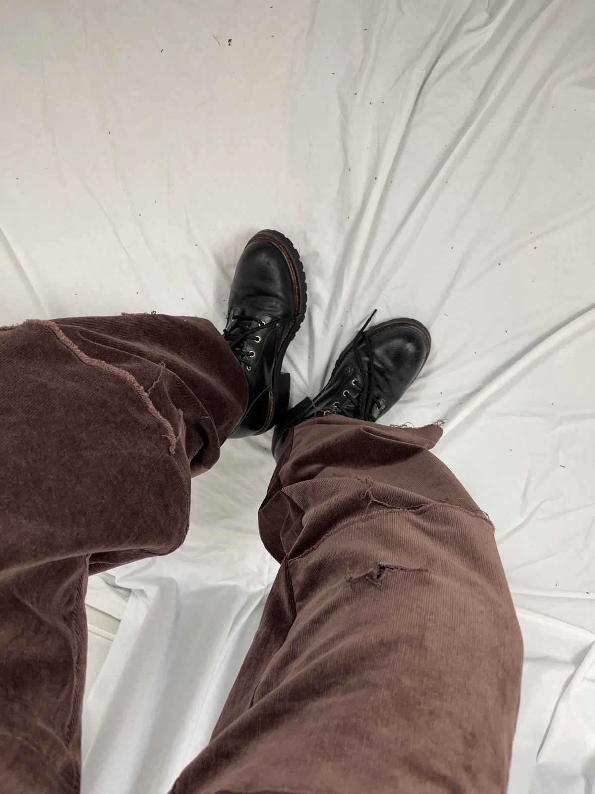 Chorley Maroon corduroy double knee distressed patchwork baggy pant Size US 34 / EU 50 - 6 Thumbnail
