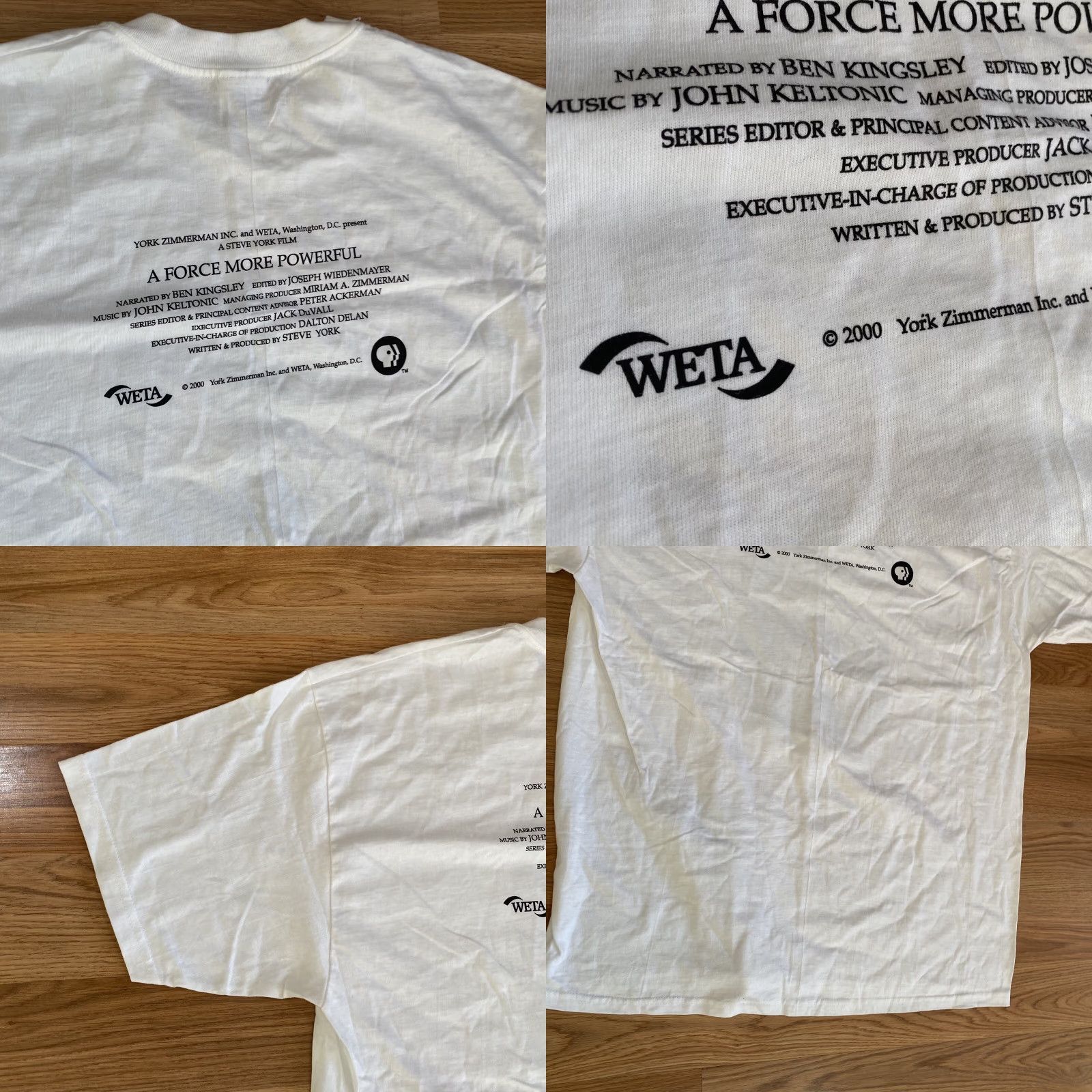 Hanes VINTAGE 2000 A Force More Powerful Movie Promo Shirt Hanes VTG White T-Shirt XL Men Crew Neck Short Sleeve 90s Retro Size US XL / EU 56 / 4 - 8 Thumbnail