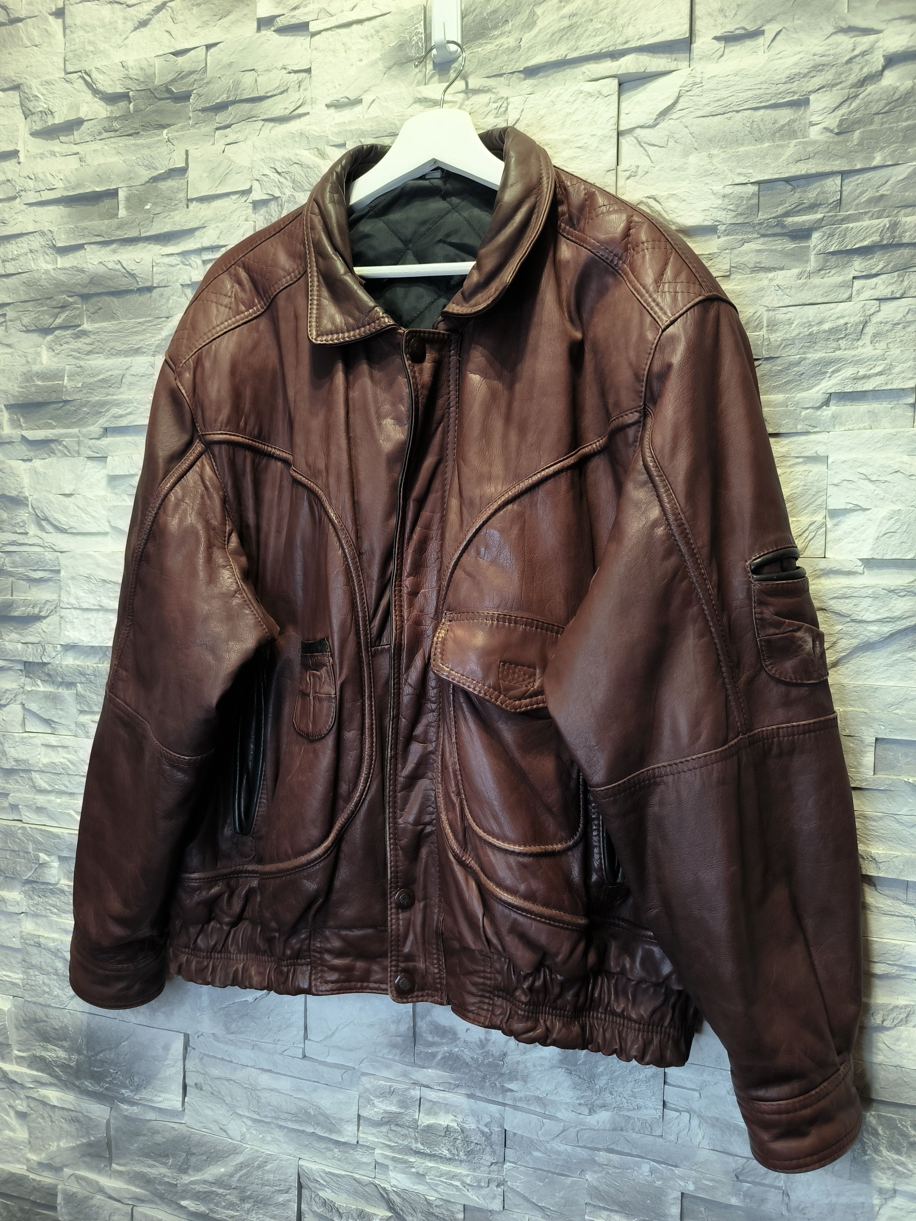 Other × Vintage Vintage Leather Brown Bomber Jacket Size US M / EU 48-50 / 2 - 3 Thumbnail