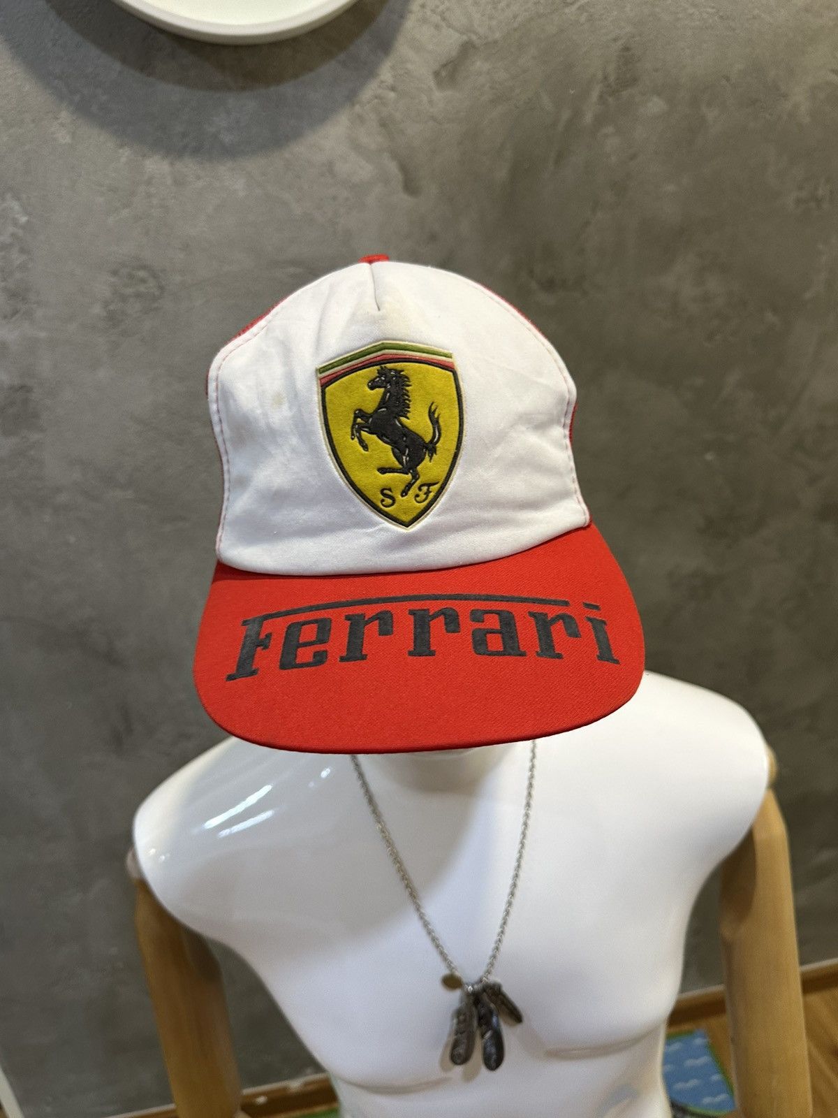 Ferrari Vintage 1990 Ferrari Logo Red Trucker Hats Size ONE SIZE - 17 Thumbnail