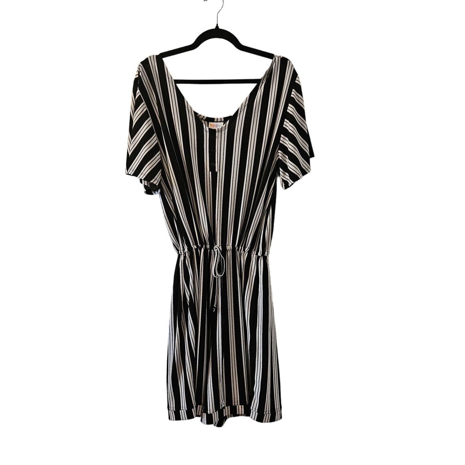 Designer LulaRoe Striped Short Sleeve Romper - Size L Size 36" / US 14 / IT 50 - 1 Thumbnail