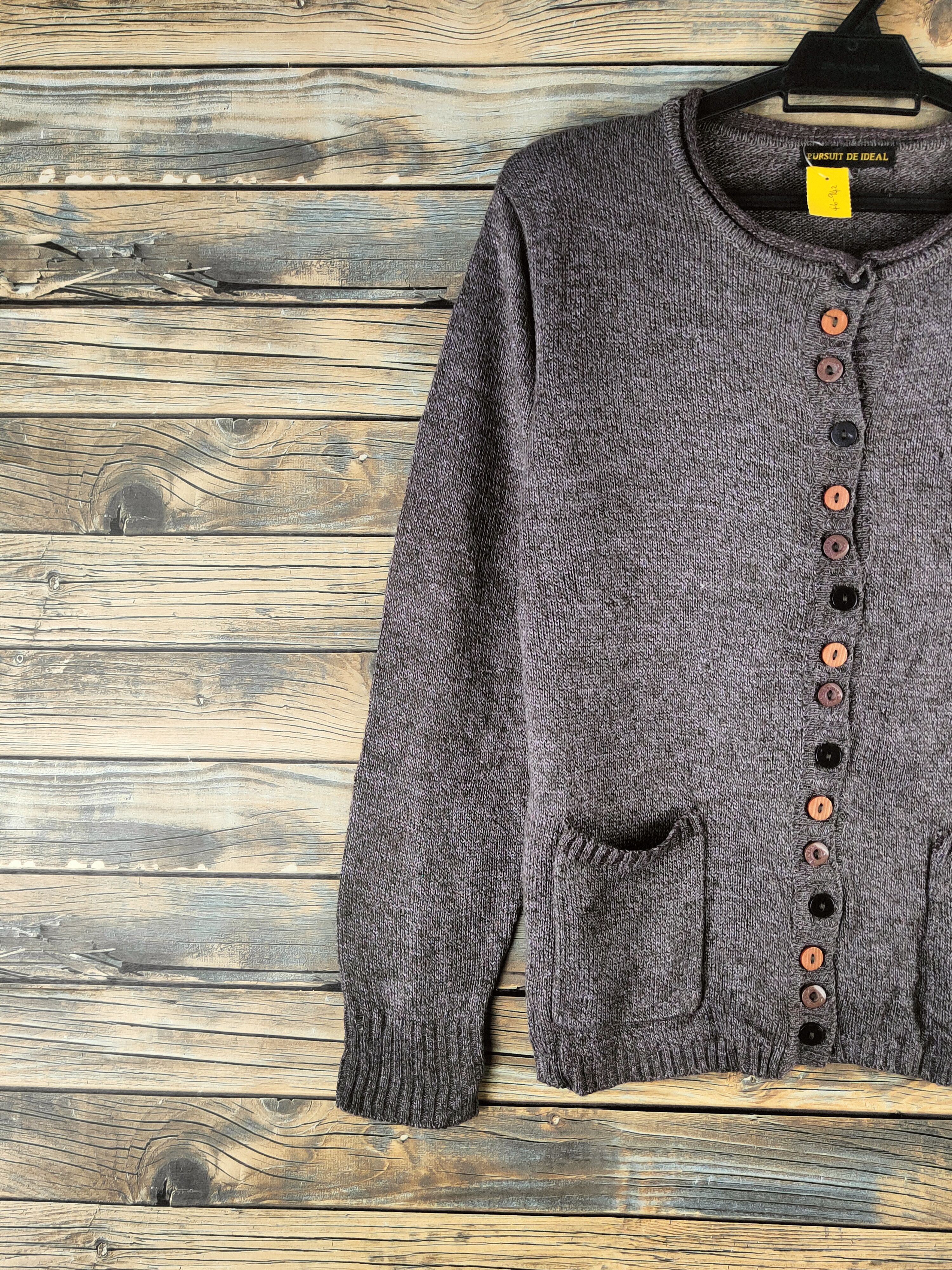 Homespun Knitwear DL Pursuit de Ideal Brown Knitwear Cardigan #46-942 Size M / US 6-8 / IT 42-44 - 3 Thumbnail