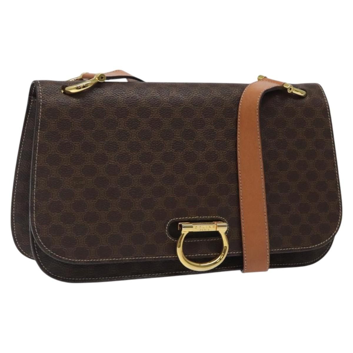 Celine CELINE Macadam Canvas Shoulder Bag Pvc Leather Brown Gold Size ONE SIZE - 1 Thumbnail