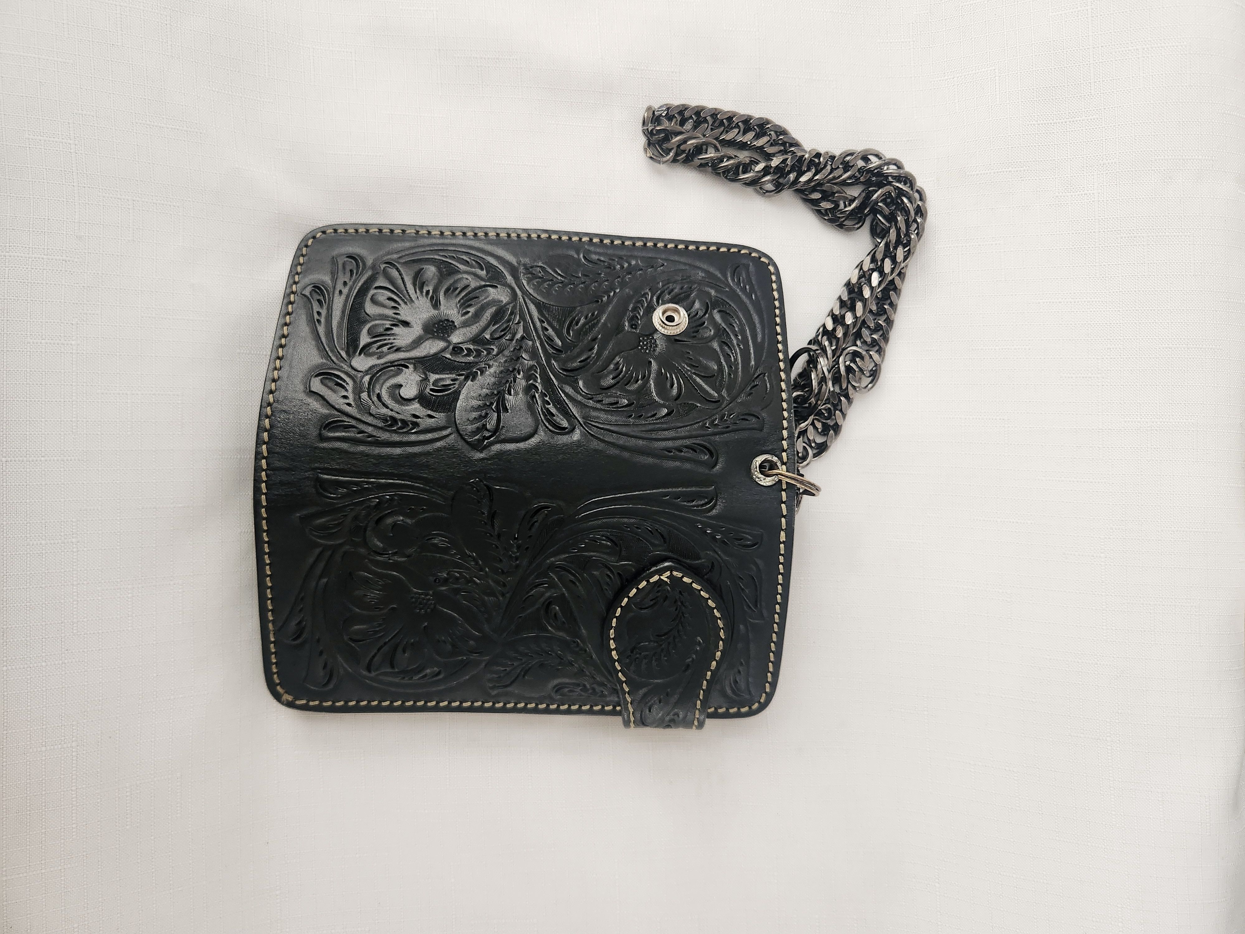 Other Indian Tattoo Genuine Leather Black Western Biker Wallet Size ONE SIZE - 12 Thumbnail