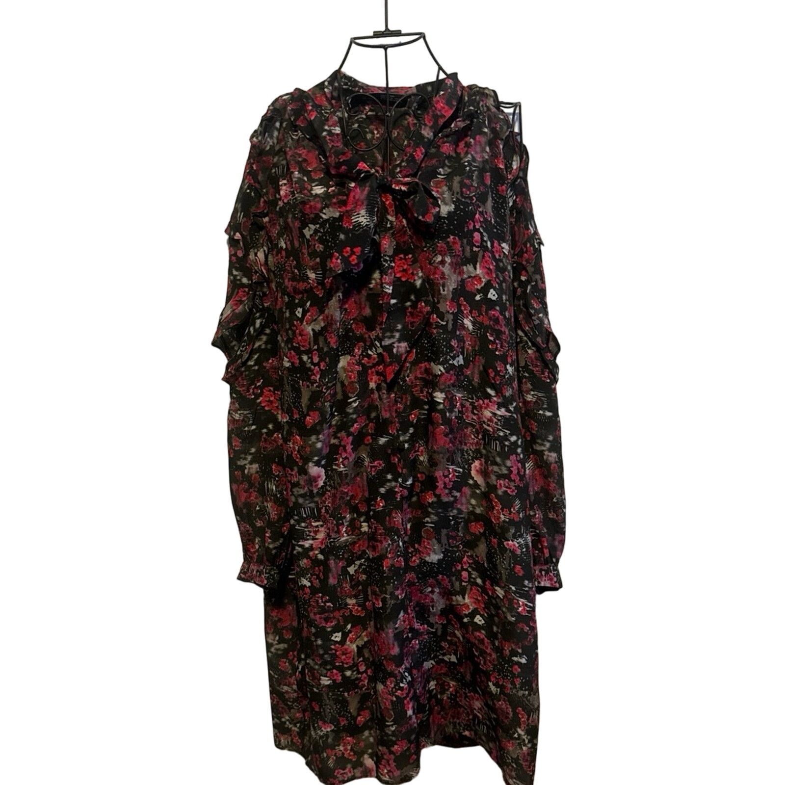 Iro Iro Equip cutout printed silk crepe dress red and black Size S / US 4 / IT 40 - 2 Thumbnail