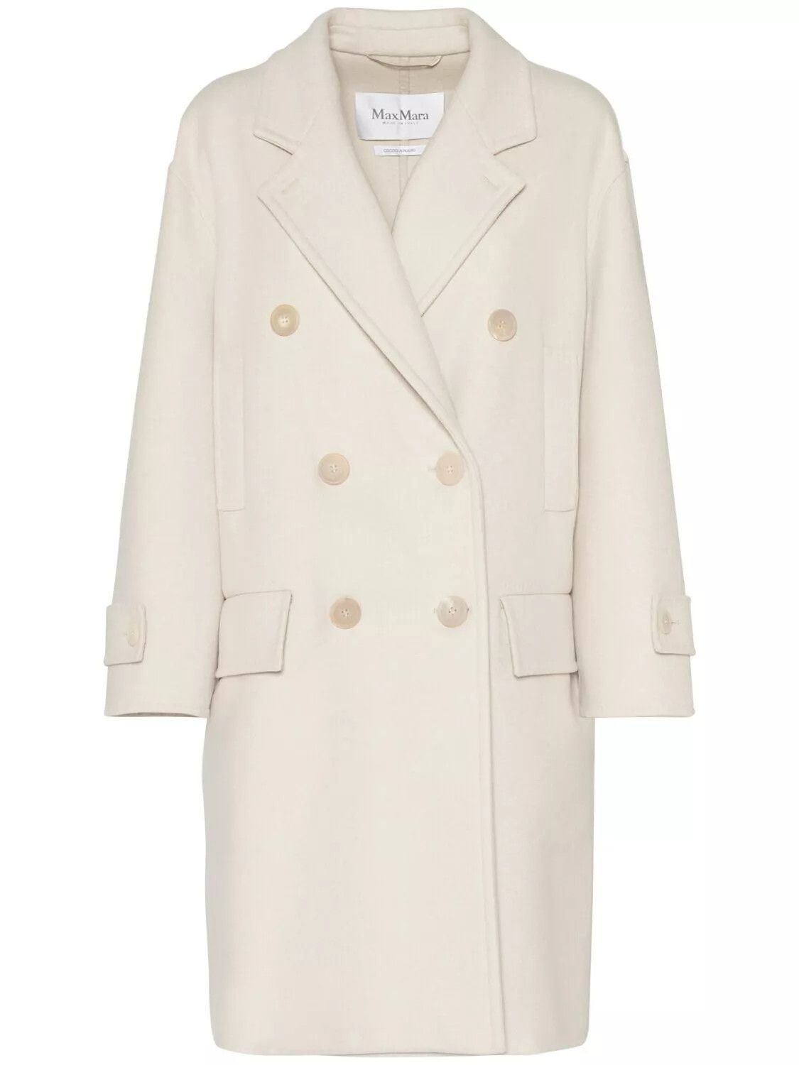 MAX MARA Nogara Sand Wool/Cashmere DB Coat New & Auth