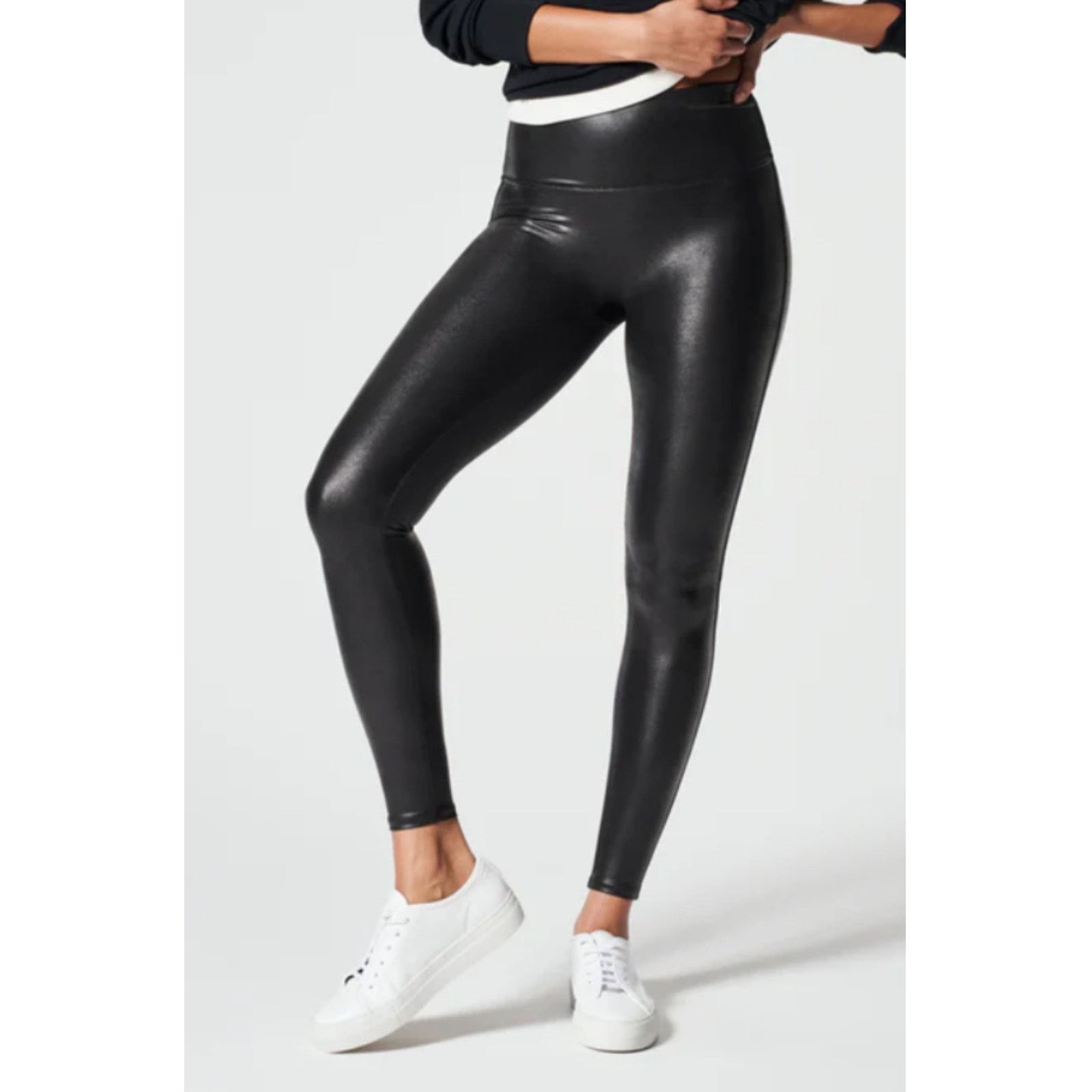 Spanx Spanx Faux Leather Leggings M Black Rocker Sexy Biker Goth Size 31" - 1 Thumbnail