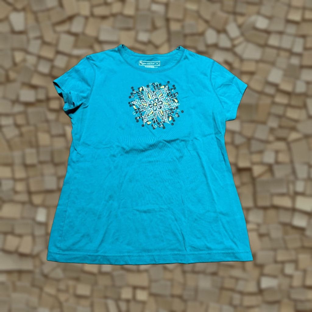 Tek Gear Tek Gear Shirt Womens Medium T-Shirt Short Sleeve Graphic Print Blue Green Black Yellow Grey Regular Size Type: Regular (Fall Spring Summer) Womens Size M / US 6-8 / IT 42-44 - 1 Thumbnail