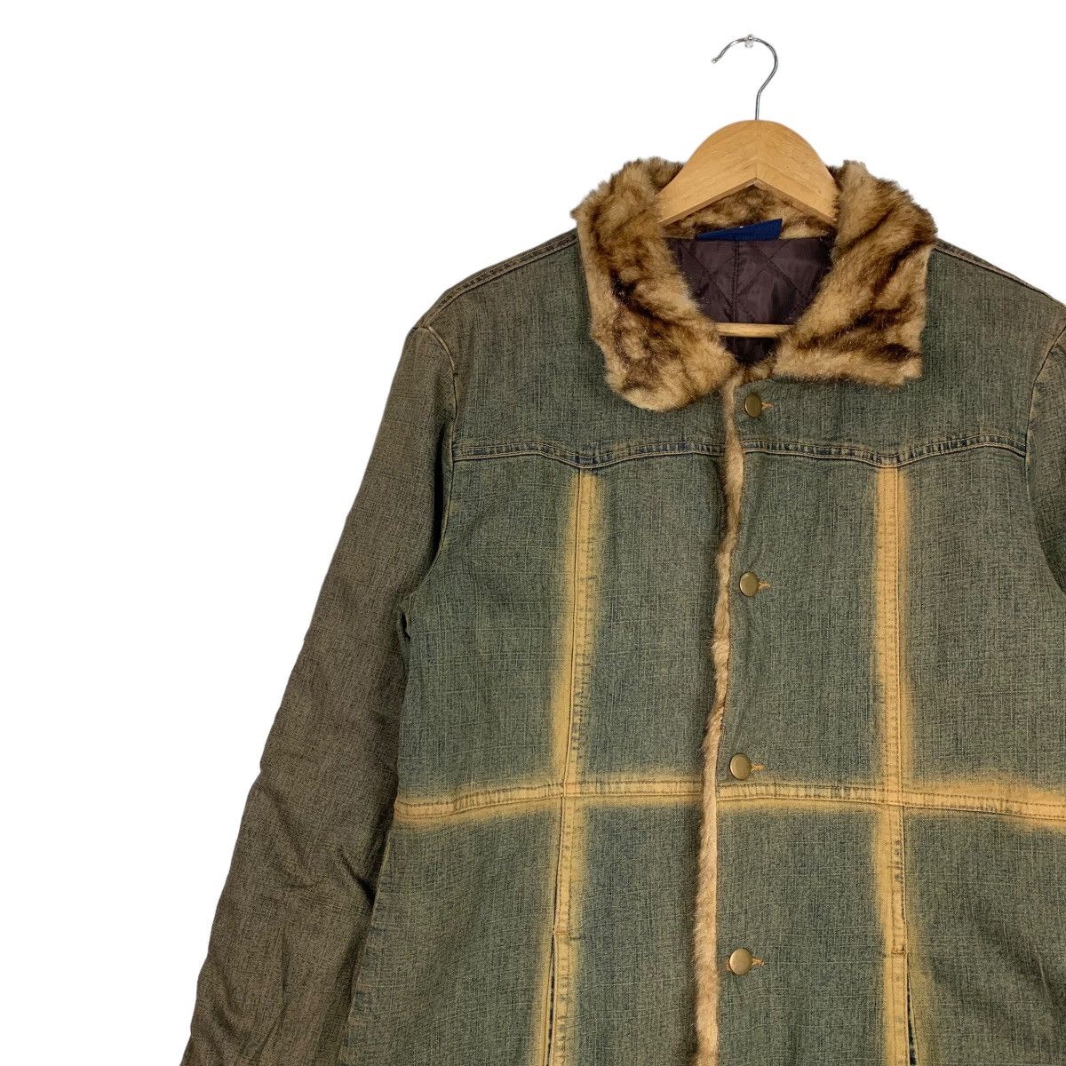 Japanese Brand COMPLETE GIRL Faux Fur Rusty Denim Overcoat Jacket #1054-C48 Size S / US 4 / IT 40 - 6 Thumbnail