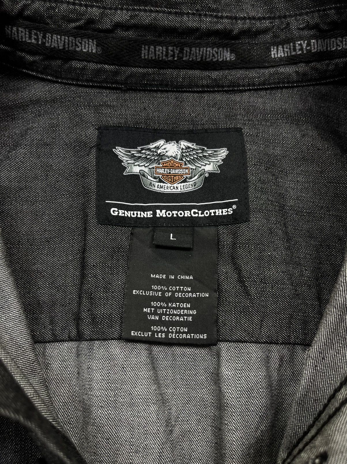 Harley Davidson Harley Davidson Denim Shirt Men's Size L Black Long Sleeve Size US L / EU 52-54 / 3 - 6 Thumbnail