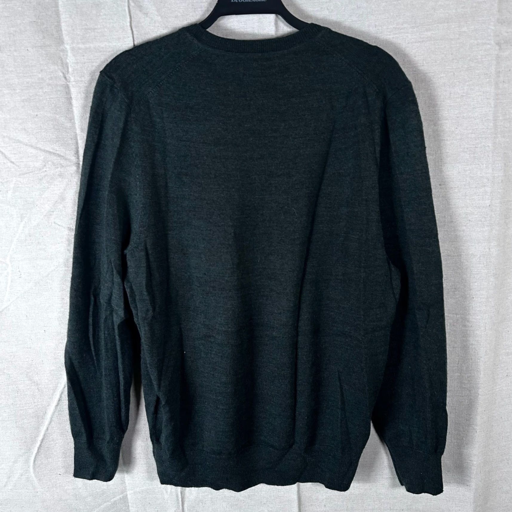 Vintage Kenneth Roberts Mens V-Neck Wool Blend Sweater Dark Green Charcoal Medium Size US M / EU 48-50 / 2 - 3 Thumbnail
