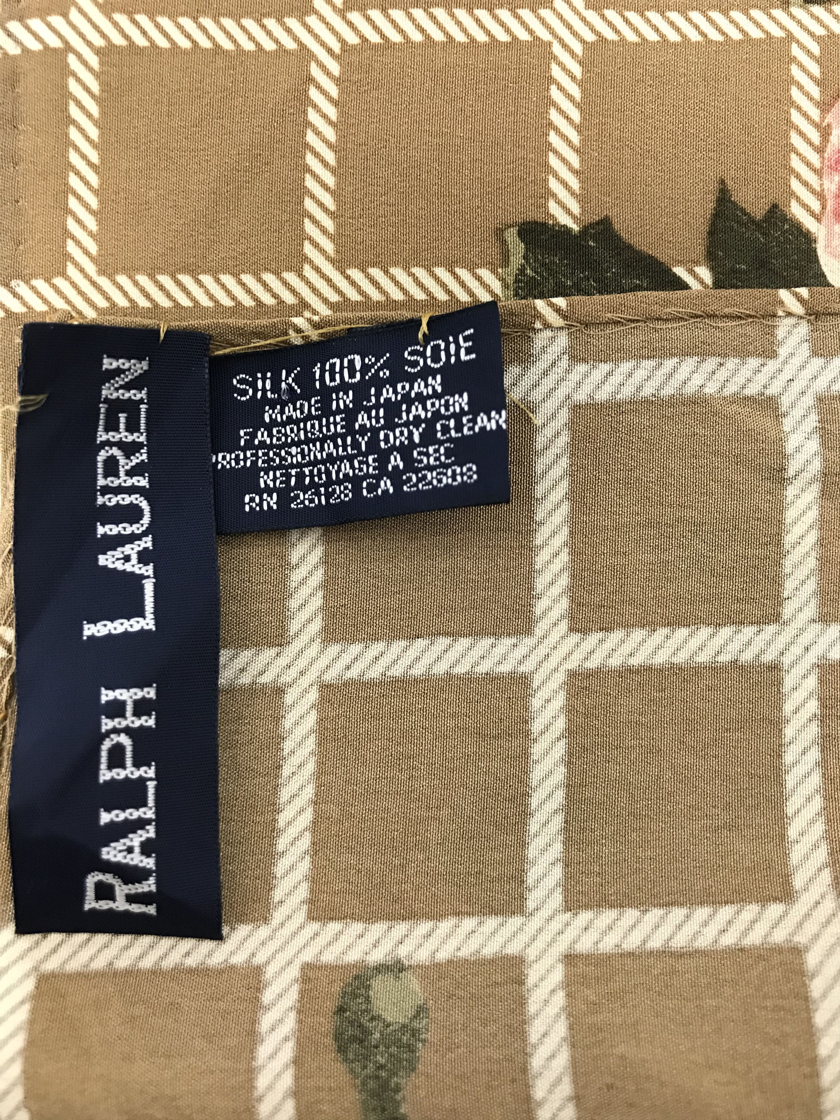 Ralph Lauren RL401 Vintage Ralph Lauren Silk Scarf Shawl Designer Scarf Size ONE SIZE - 4 Thumbnail