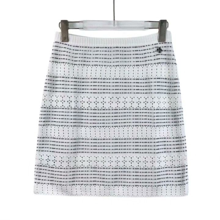 Chanel Chanel Colorblock Openwork Stripe Knit Skirt Size 36" / US 14 / IT 50 - 1 Thumbnail