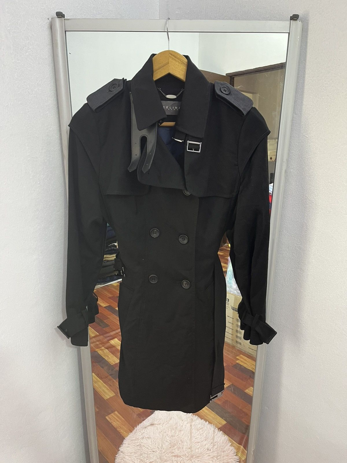 Japanese Brand Celina Firenze Black Double Breasted Trench Coat Size XS / US 0-2 / IT 36-38 - 1 Thumbnail