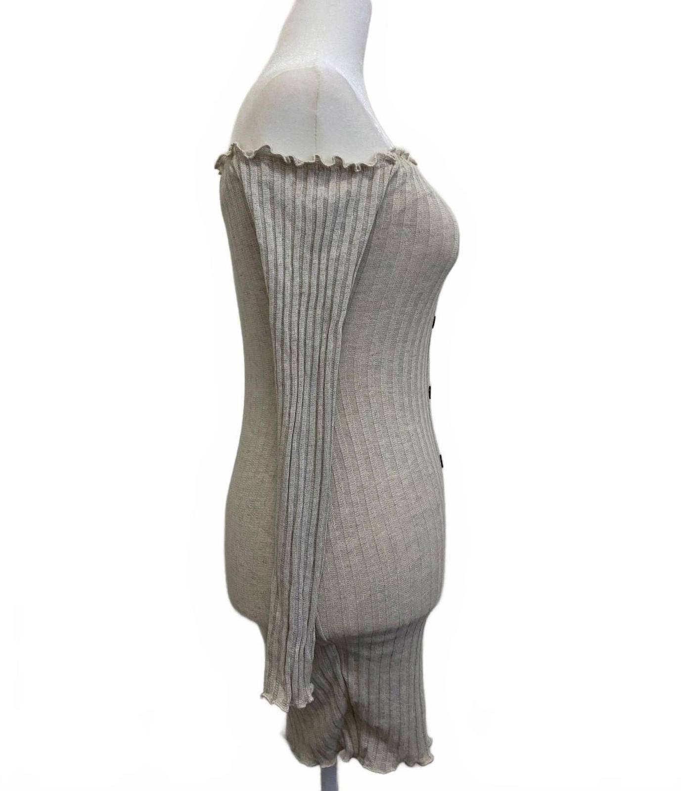Fashion Nova FASHION NOVA Off-shoulder Knit Minidress in Beige (SMALL) Size S / US 4 / IT 40 - 7 Thumbnail