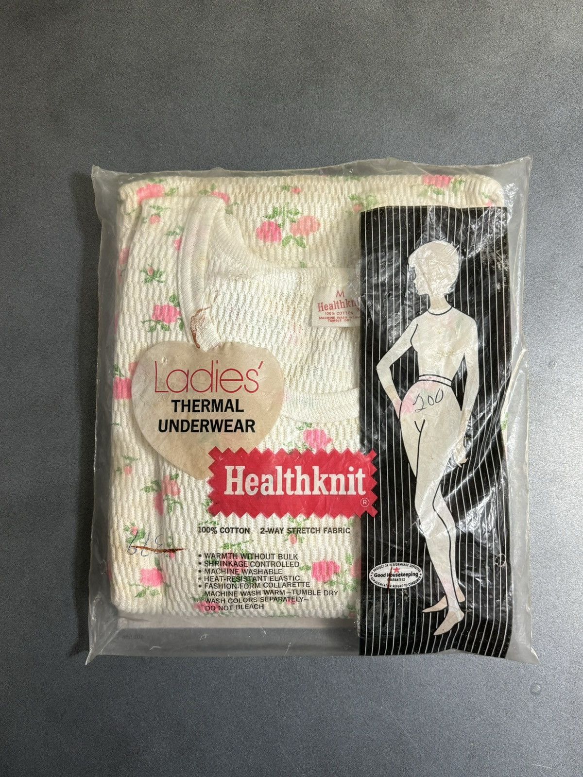 Hanes × Vintage 1970s Healthknit Thermal Vintage Floral Print Waffle Knit Size M / US 6-8 / IT 42-44 - 1 Thumbnail