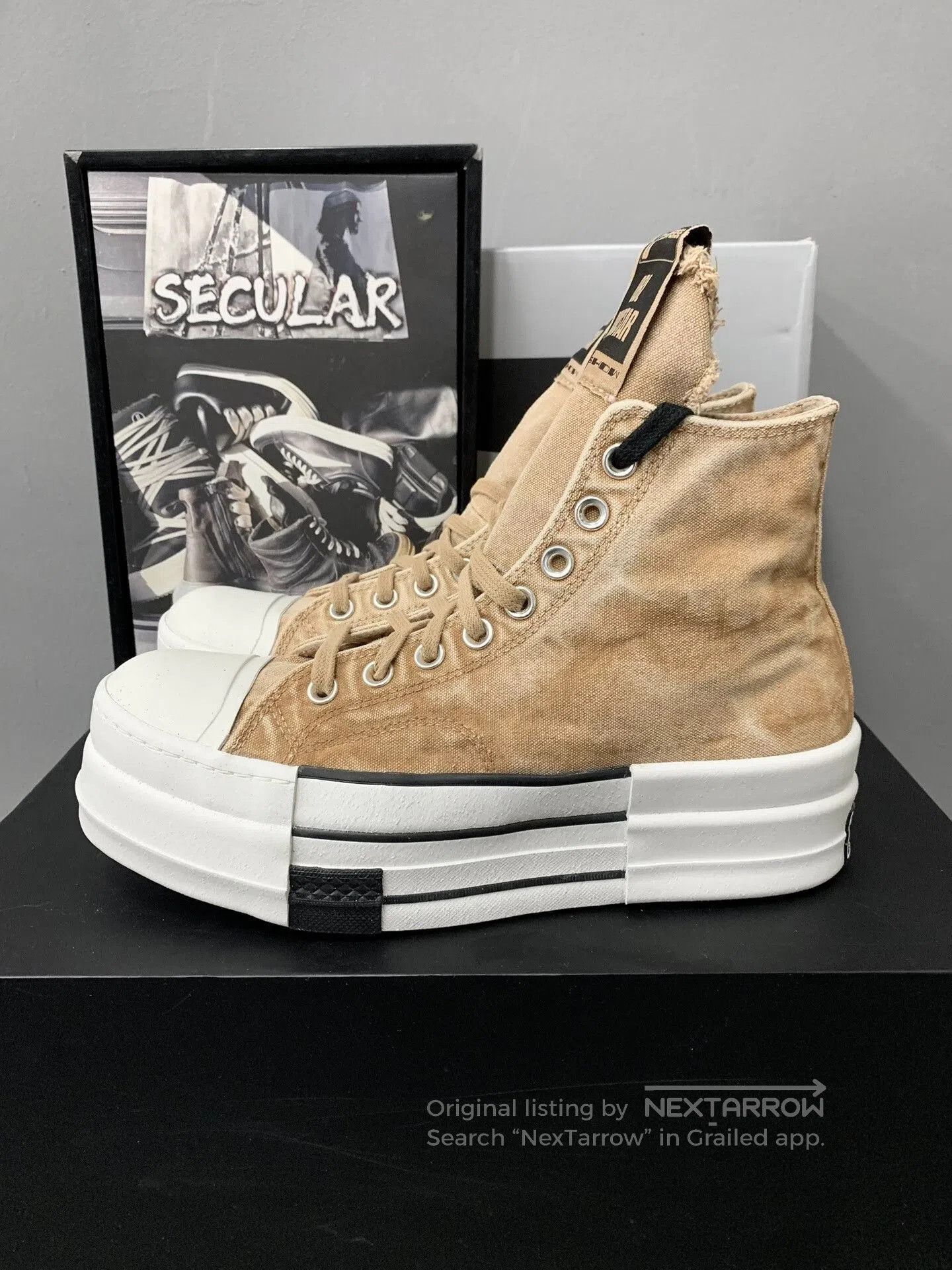 Rick Owens Drkshdw Rick Owens Converse High-Top Platform Sneakers. Size US 7 / EU 40 - 1 Thumbnail