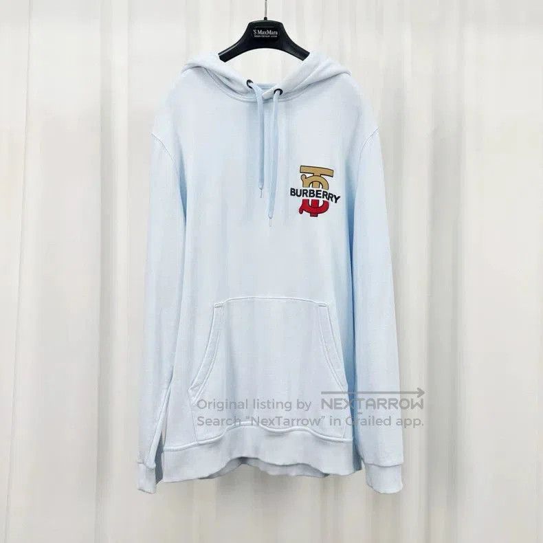 Burberry Blue Printed Letter Hoodie.