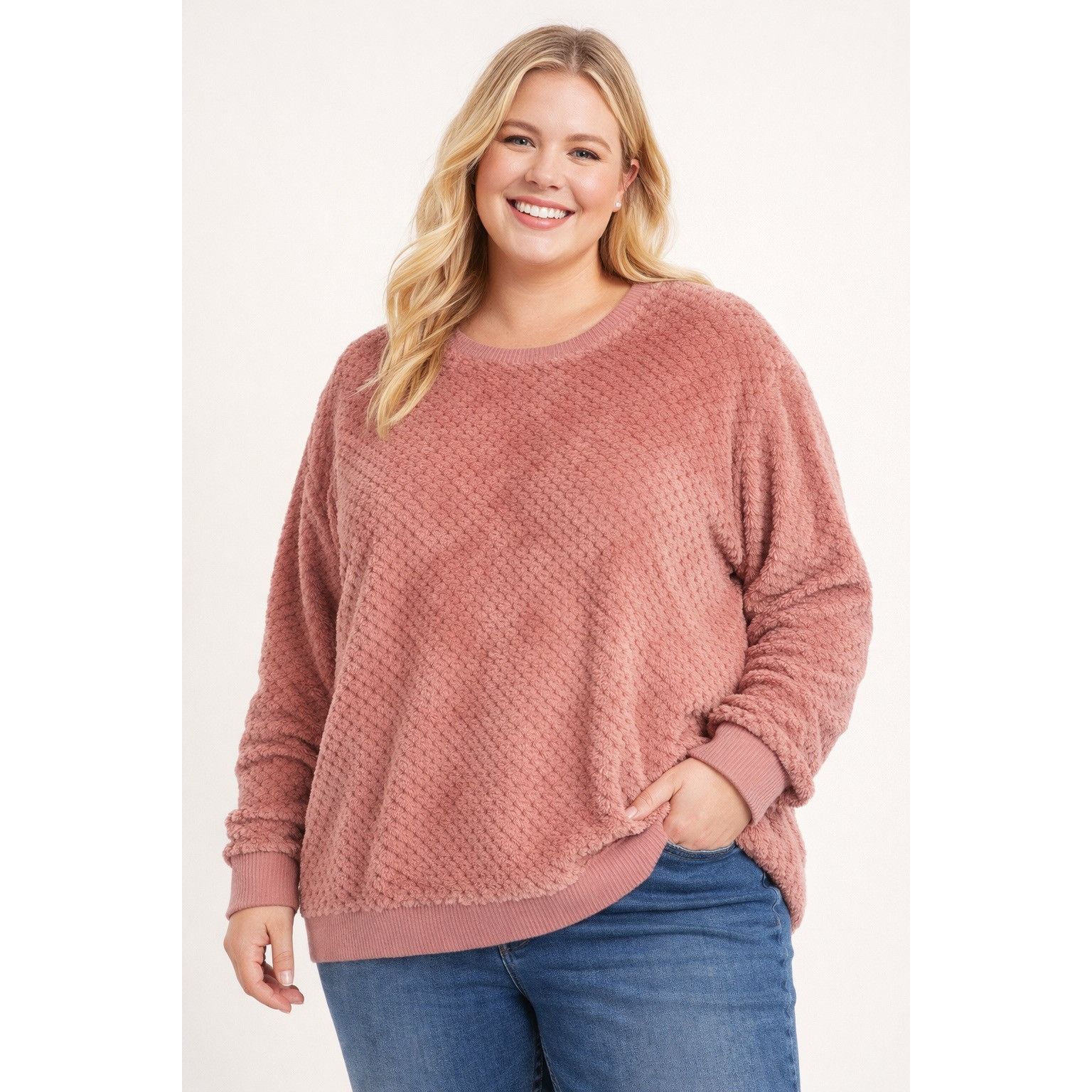 Blair Blair Pink Textured Fuzzy Knit Pullover Sweater Size XL Size XL / US 12-14 / IT 48-50 - 1 Thumbnail