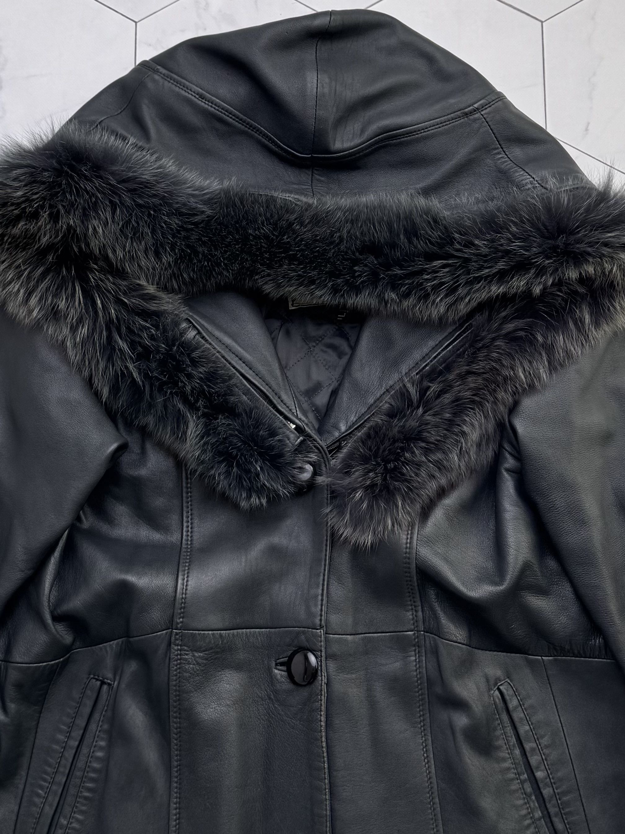 Vintage Vintage Leather Coat Hooded Long Winter Jacket Outerwear B4 Size L / US 10 / IT 46 - 7 Thumbnail