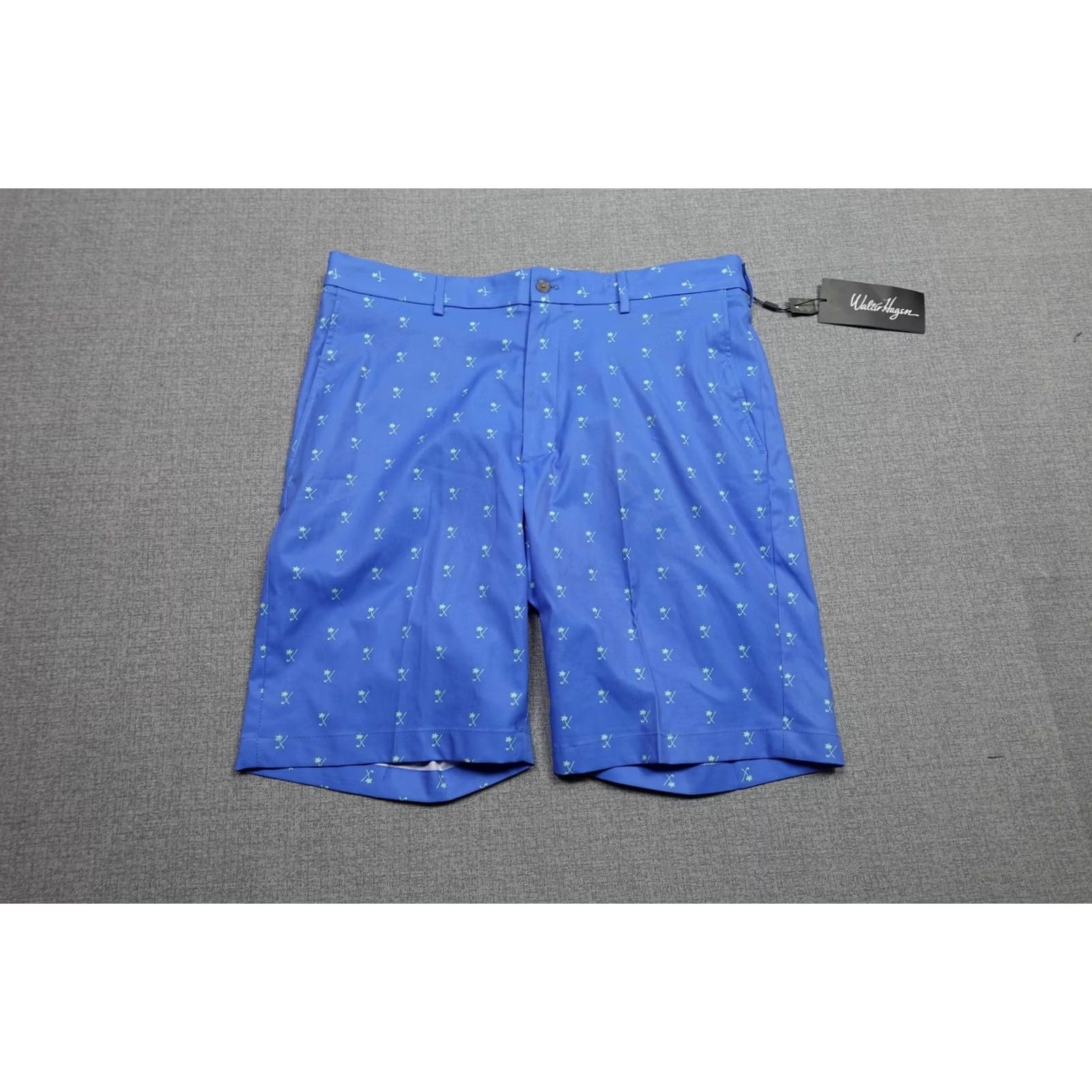 Vintage Walter Hagen Perfect 11 Golf Shorts Mens 35 Blue Palm Print 10 Inseam NWT Size US 35 - 4 Thumbnail
