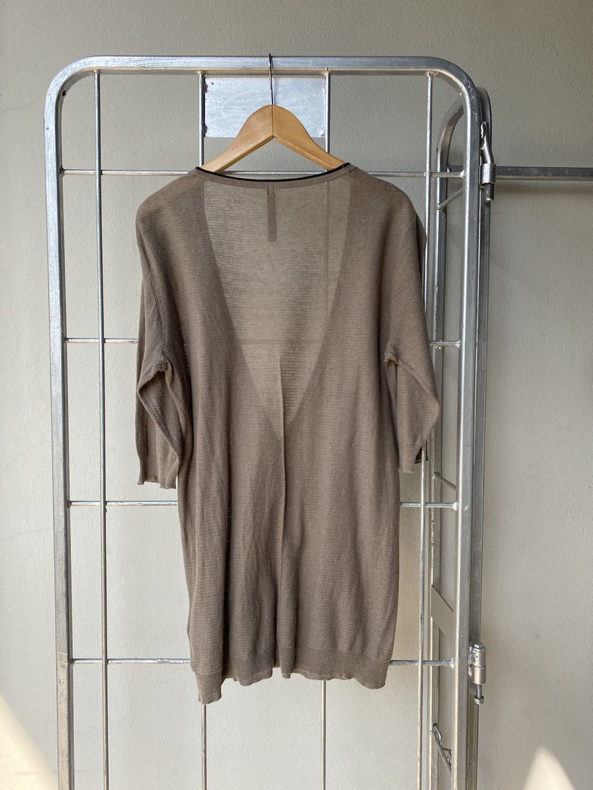 Neil Barrett BLVCKBARRETT Taupe Sheer V-Neck Button Cardigan Size M / US 6-8 / IT 42-44 - 2 Thumbnail