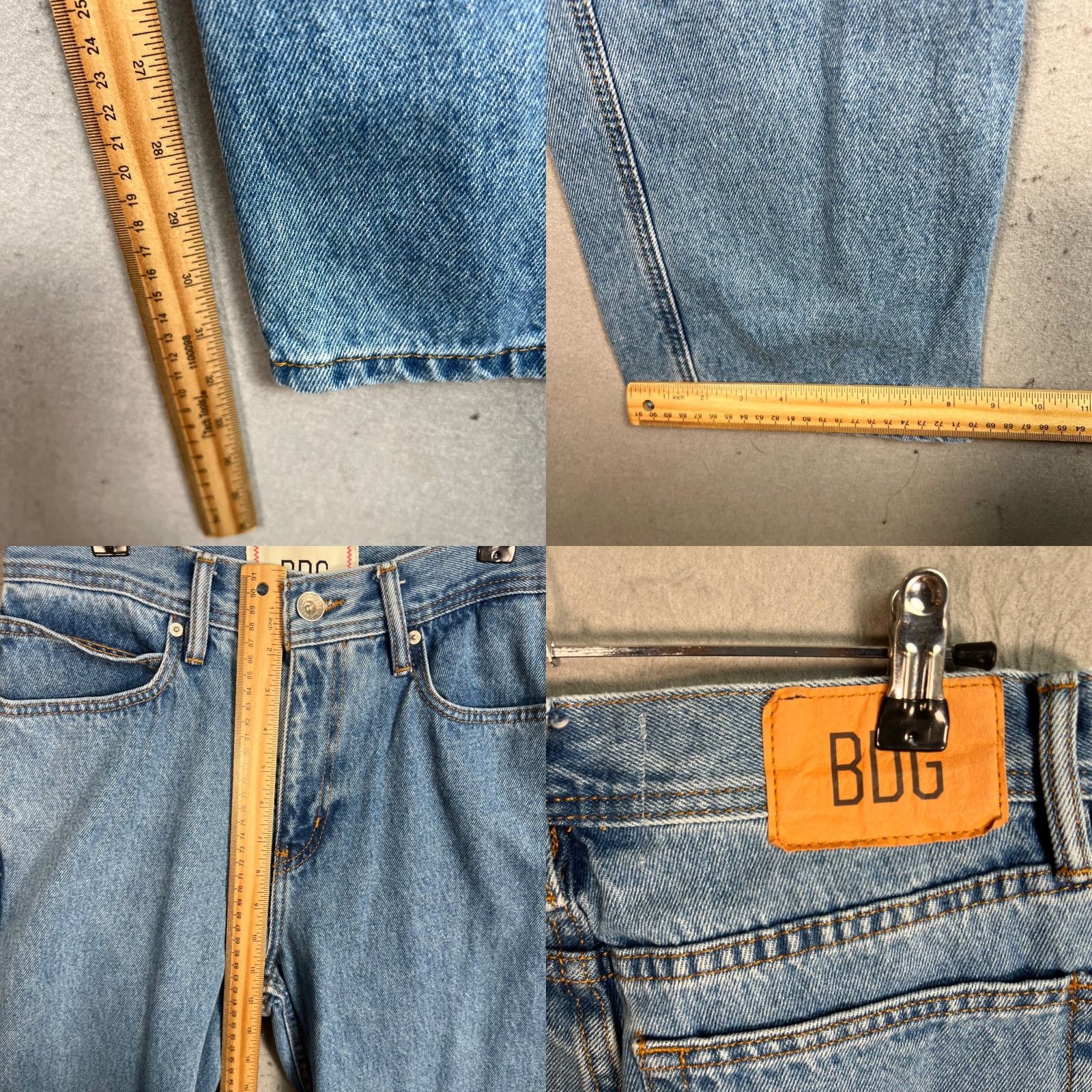 Bdg BDG Jeans Mens 30 Straight Light Wash Denim 100% Cotton Zip Mid Rise 32 Inseam Blue 5-Pocket Size US 30 / EU 46 - 8 Thumbnail