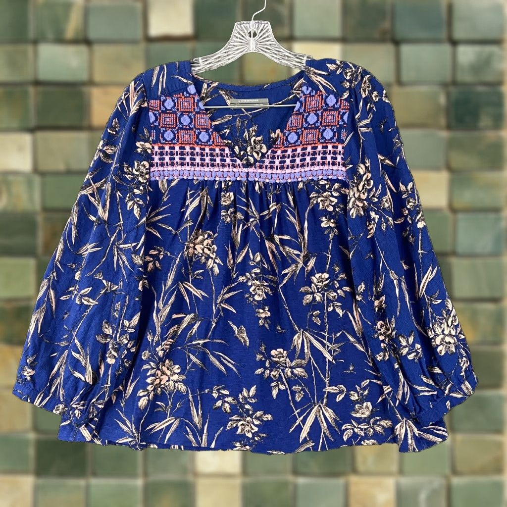 Anthropologie Anthropologie Bohemian Floral Peasant Blouse Women's M Multicolored Long Sleeve Size M / US 6-8 / IT 42-44 - 1 Thumbnail