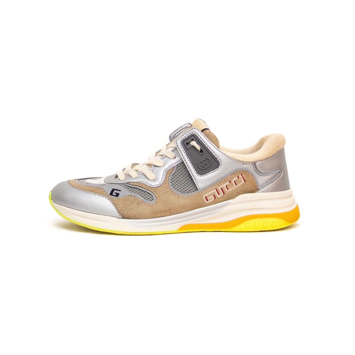 Gucci Gucci Grey / Beige Suede and Mesh Ultrapace Sneakers SizeUS9 Size US 9 / EU 42 - 3 Thumbnail