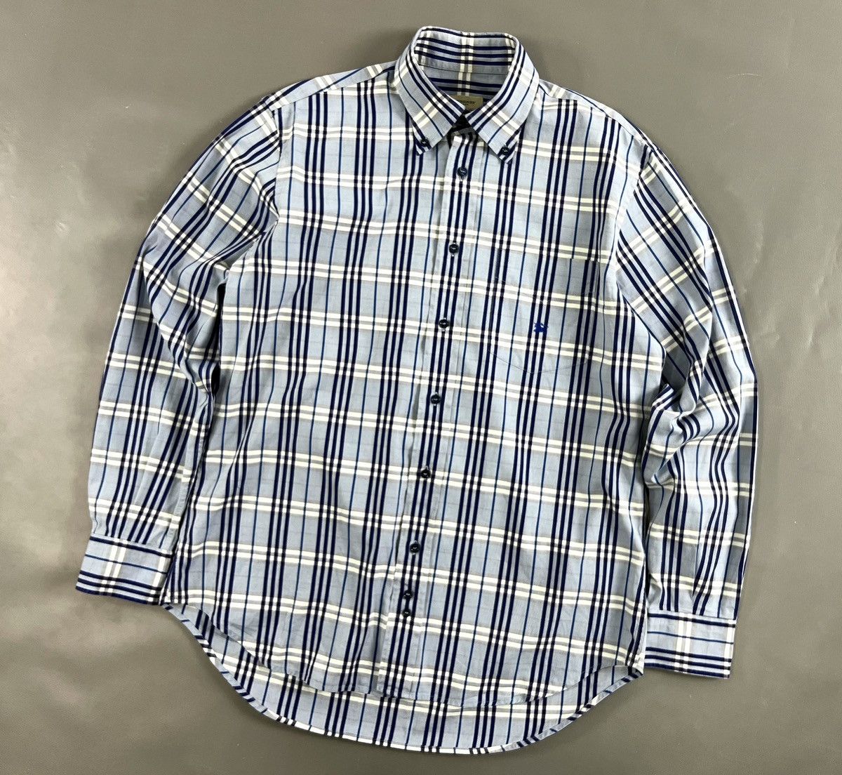 Burberry Nova Check Long Sleeve Shirt Plaid Blue