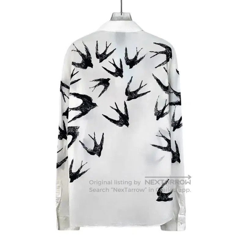 Alexander McQueen Alexander McQueen White Cotton Printed Long Sleeve Shirt . Size US L / EU 52-54 / 3 - 2 Thumbnail