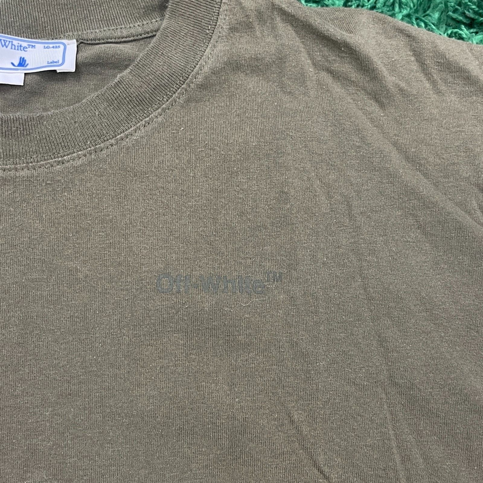 Off-White Off-White Diagonal Tab Logo Olive Green Tee XL Oversized Size US XL / EU 56 / 4 - 7 Thumbnail