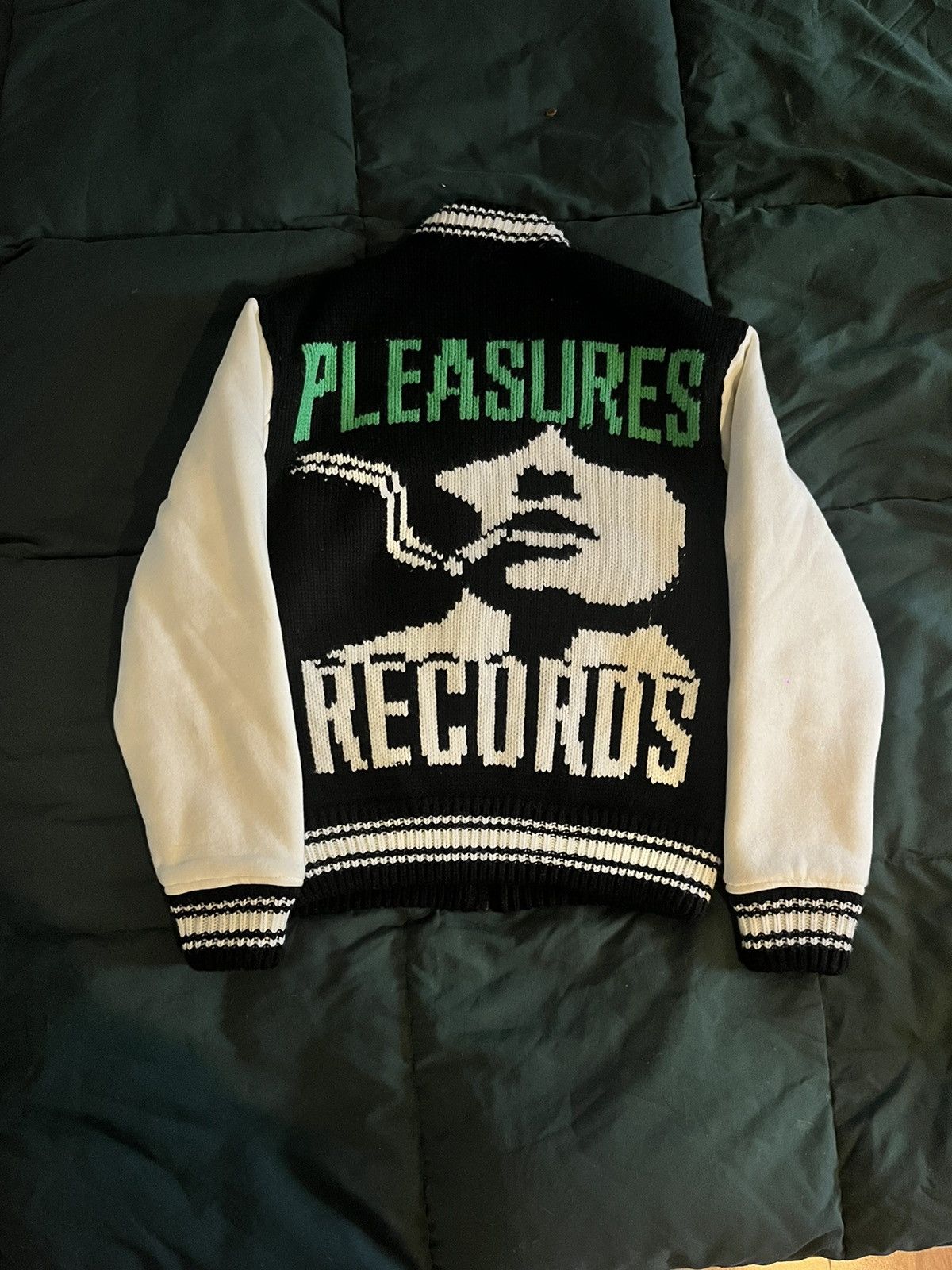 Pleasures SMOKE KNITTED VARSITY JACKET | Grailed