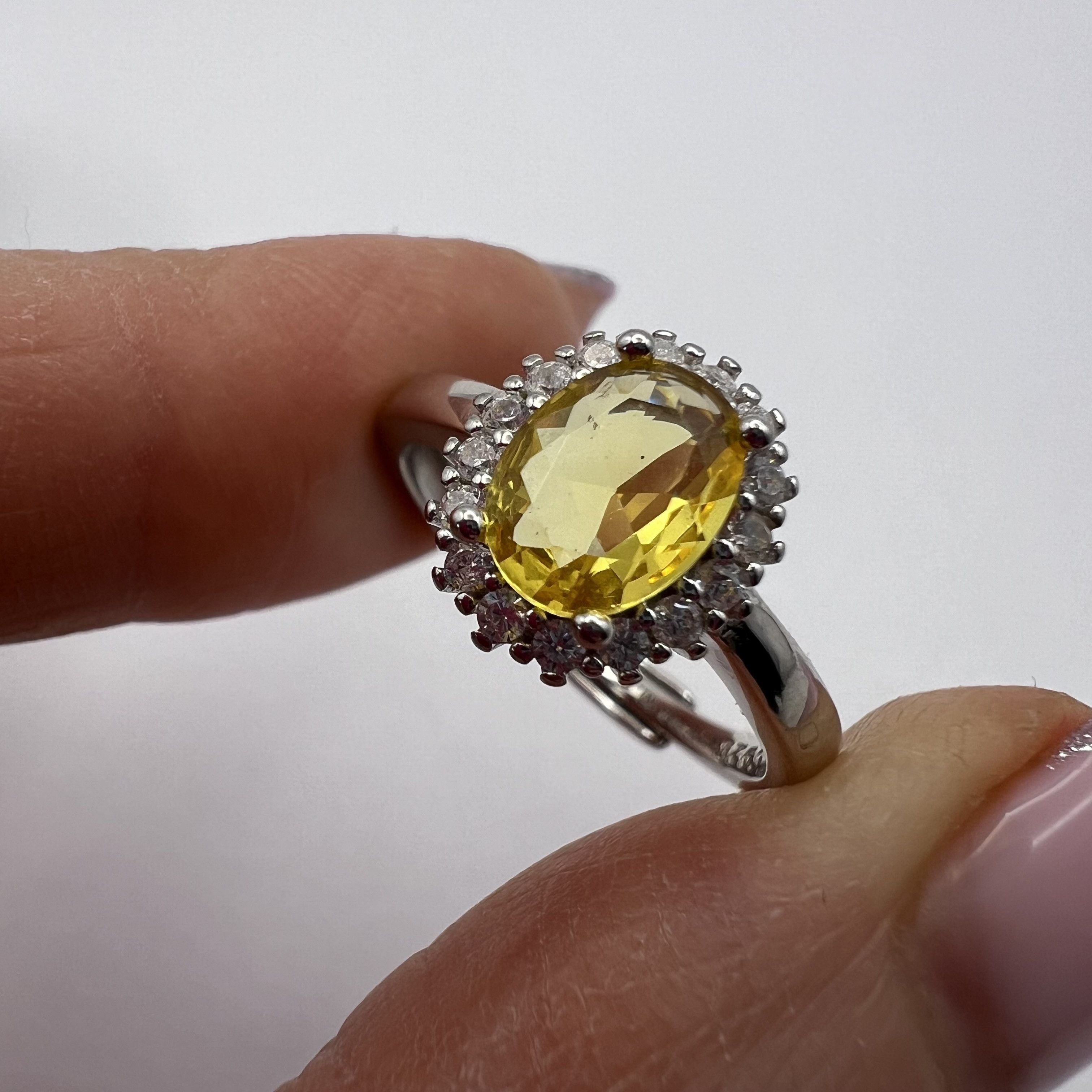 Other 925 Sterling Silver Citrine Ring Yellow Natural Gemstone Size ONE SIZE - 5 Thumbnail