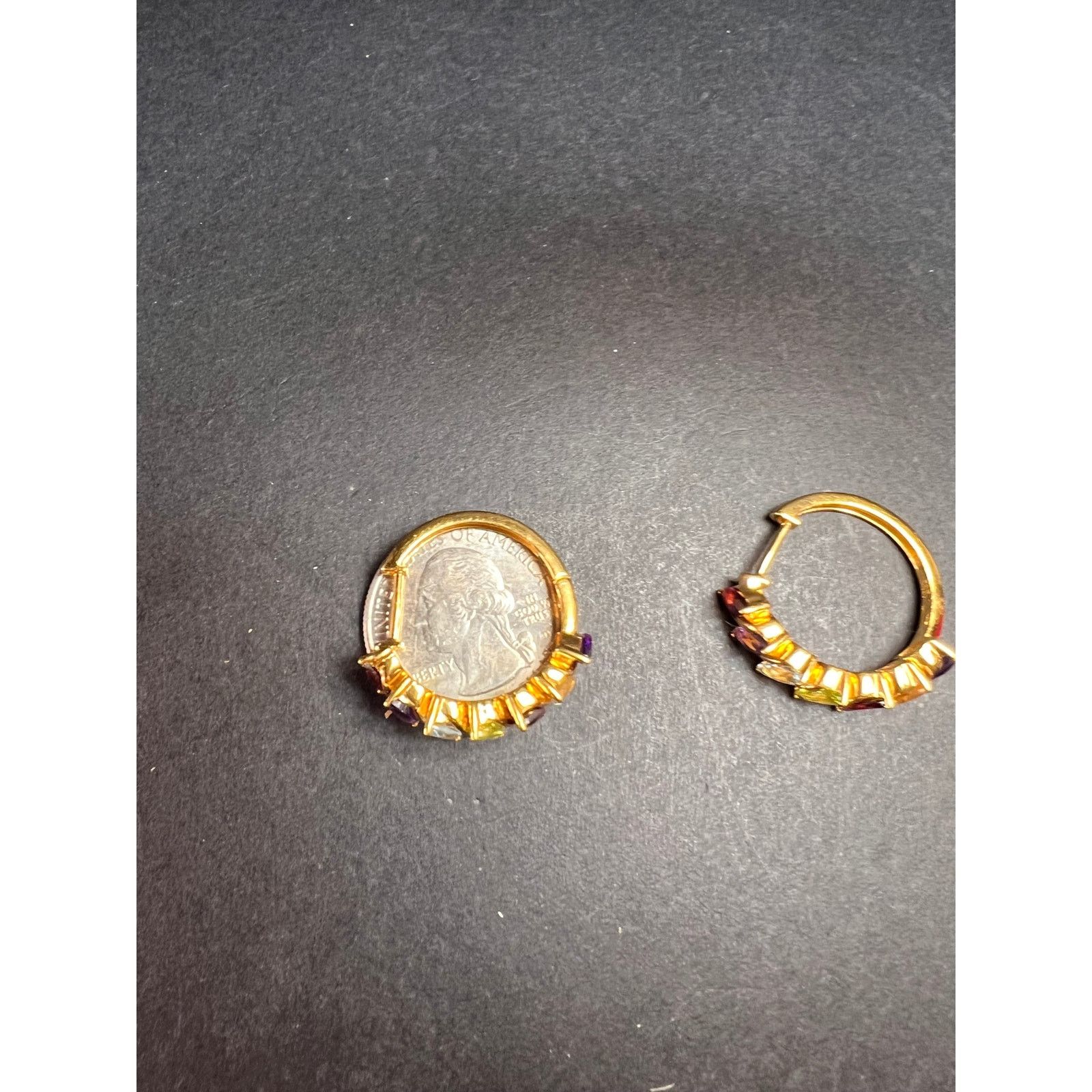 Other NEW multi gemstone hoop earrings in vermeil over 925 silver Size ONE SIZE - 2 Thumbnail