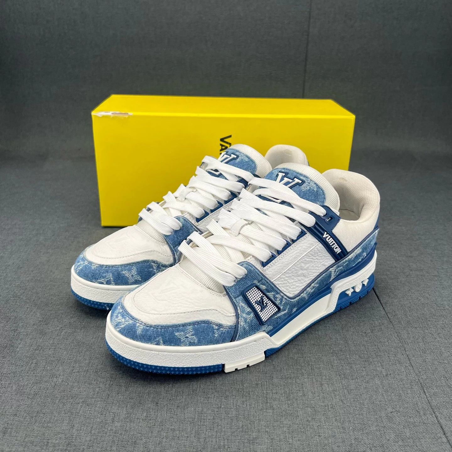 Louis Vuitton LV Trainer White Blue Denim US 7.5 New Size US 7.5 / EU 40-41 - 1 Thumbnail