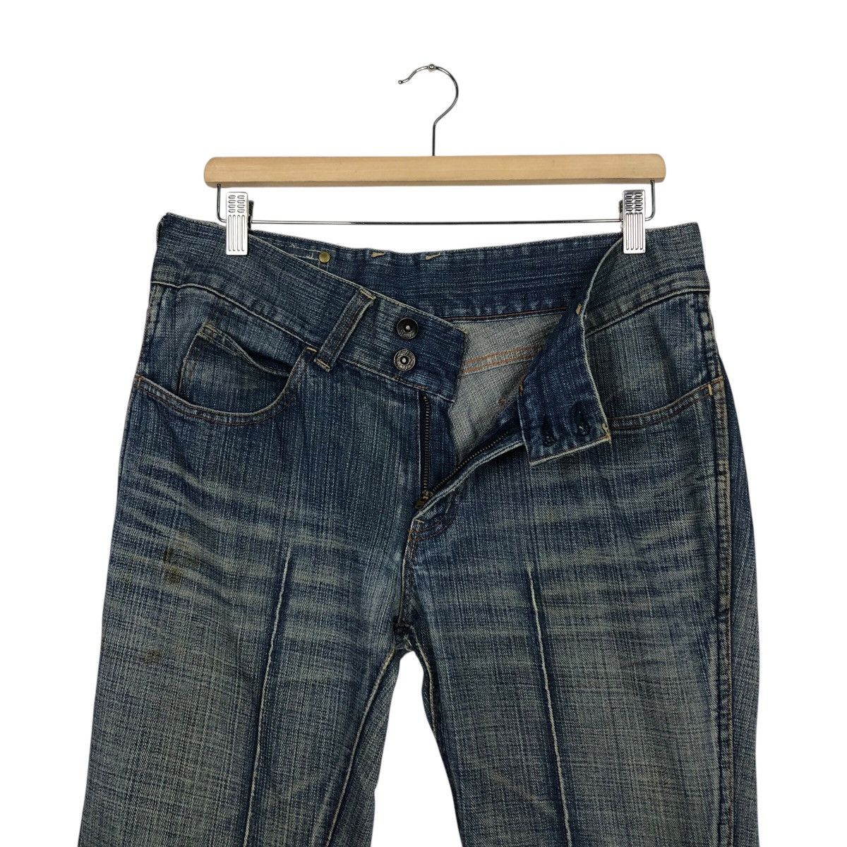 Japanese Brand Buffalo Jeans Y2K Moto Seam Denim — Early 2000s Archive Fade Size 33" - 18 Thumbnail