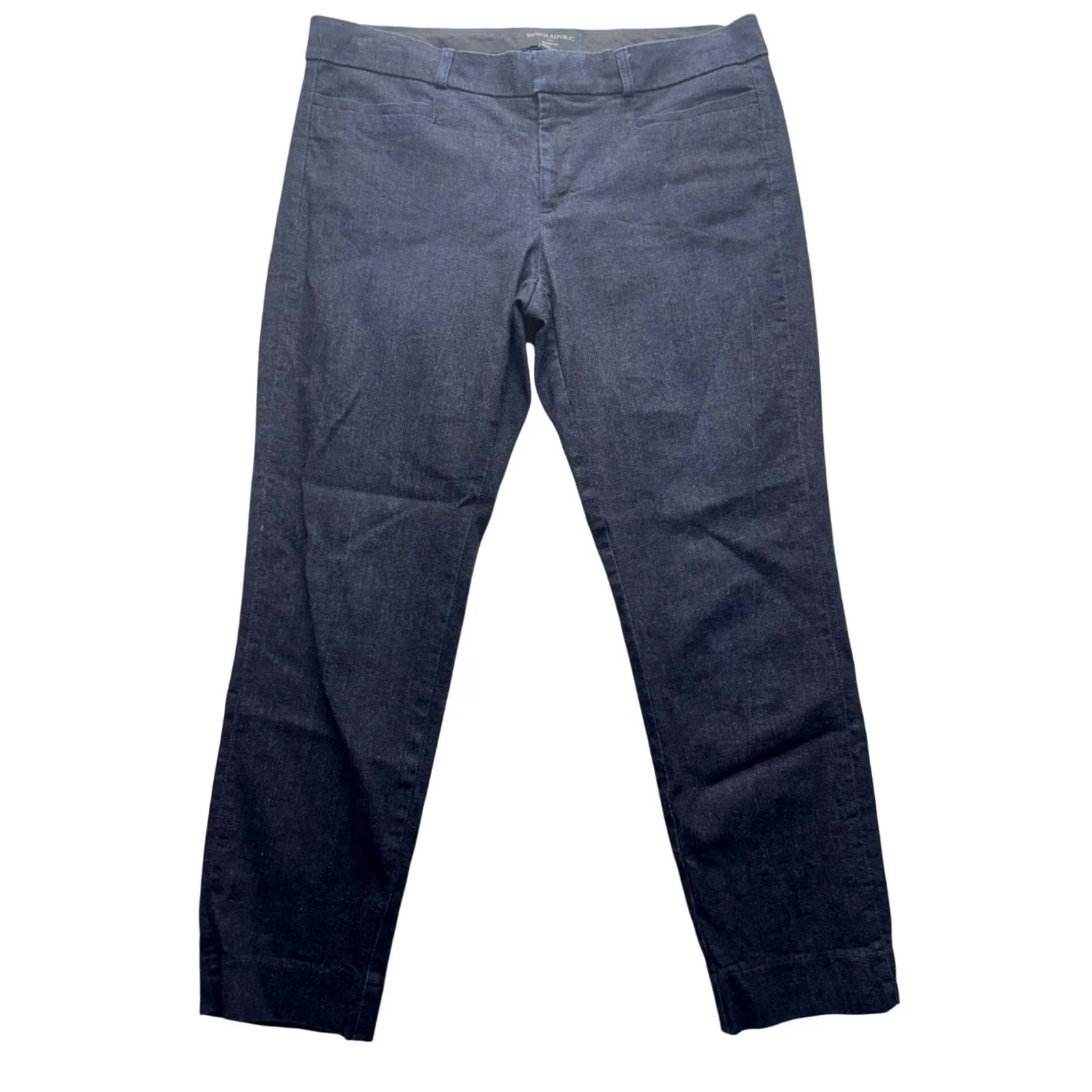 Banana Republic Banana Republic Sloan Fit Navy Stretch Cotton Pants Womens 6 Dress Pants 32" Inseam Denim Texture {/* Like New */} Size 28" / US 6 / IT 42 - 2 Thumbnail