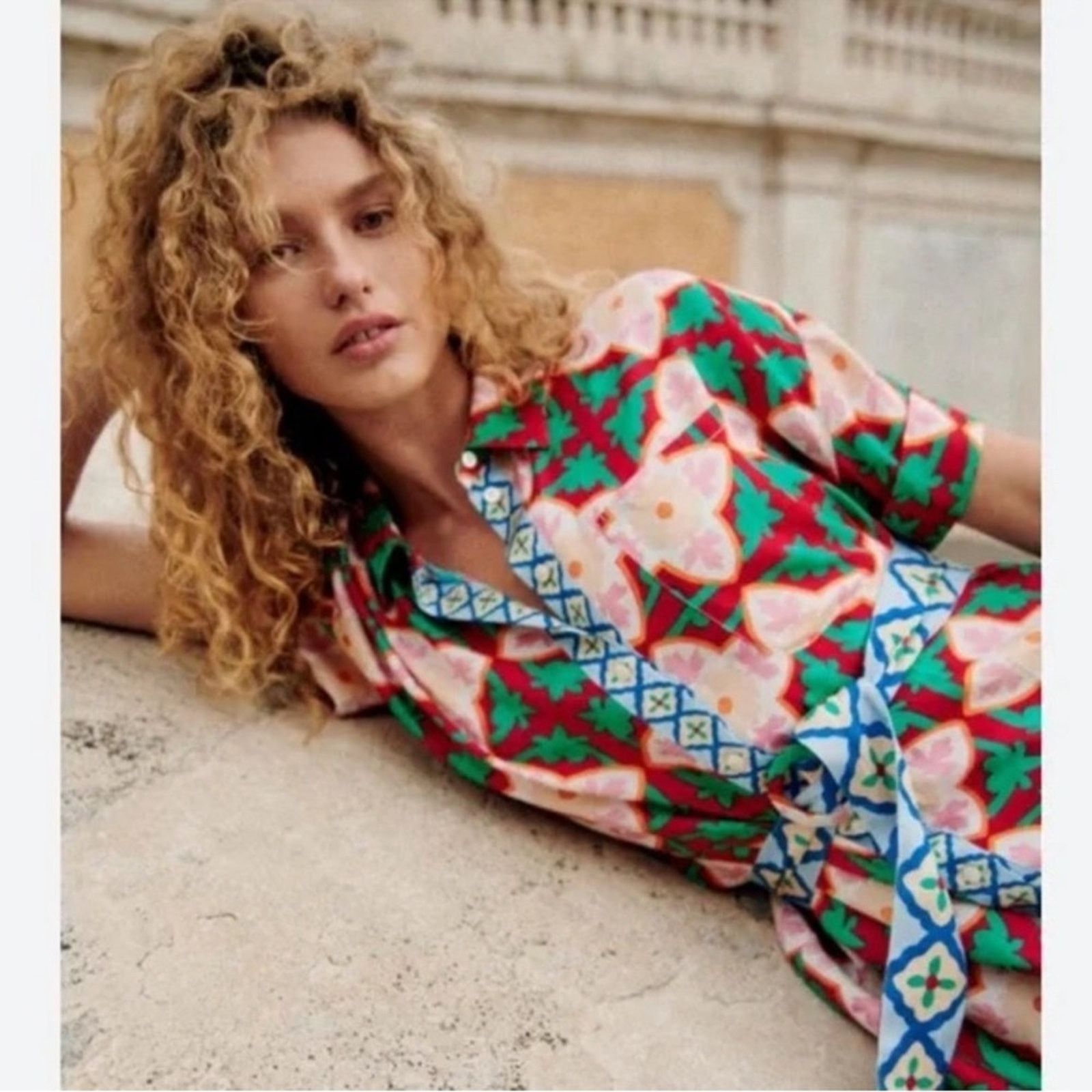 Sezane Sezane “Dora” Floral Tile Print Dress Size M / US 6-8 / IT 42-44 - 2 Thumbnail