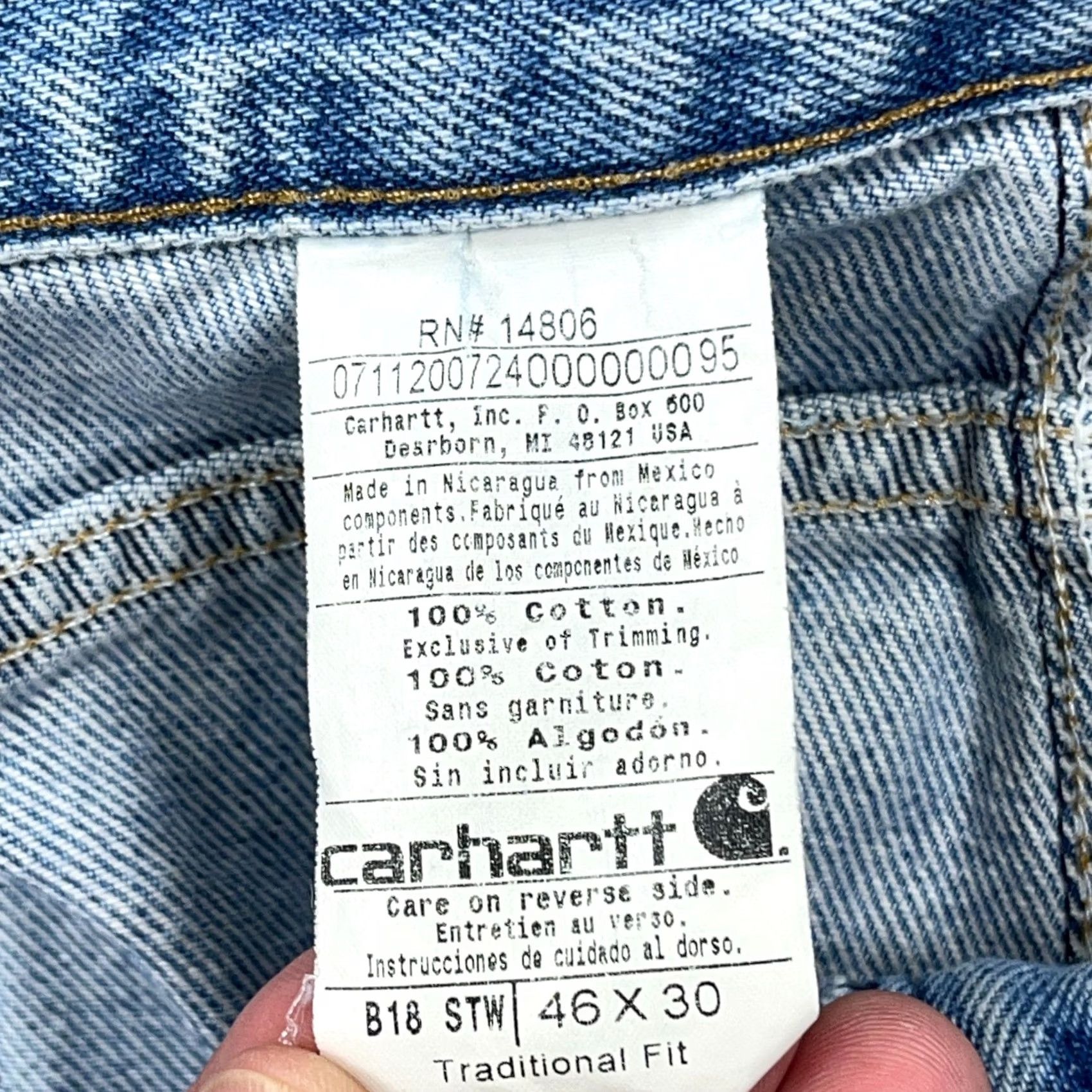 Carhartt Carhartt Jeans Men 46x30 Regular Straight Denim Blue Medium Wash Work Wear B18 STW Size US 30 / EU 46 - 5 Thumbnail